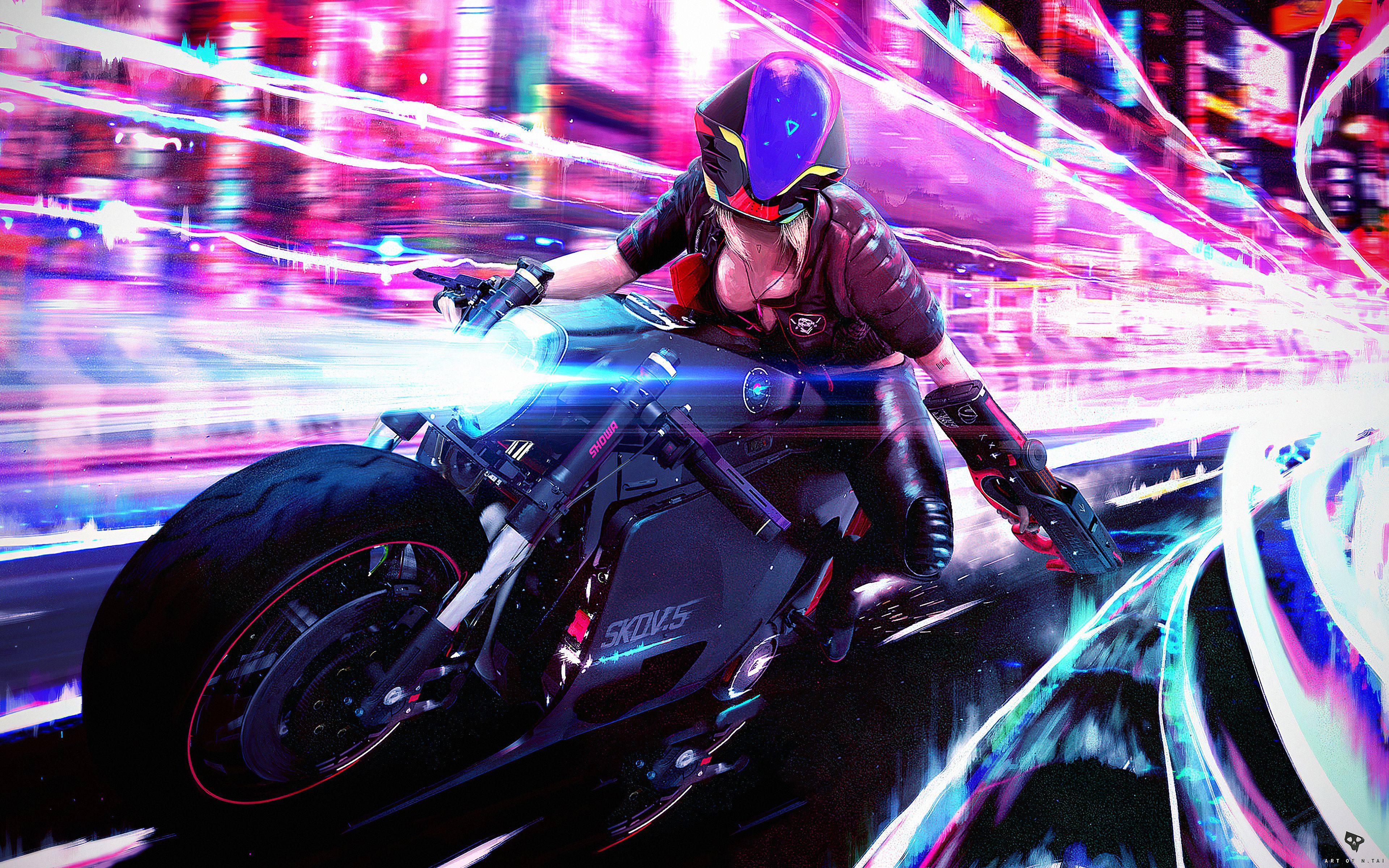 Cyberpunk Girl Futuristic Motorcycle Wallpapers Wallpaper Cave
