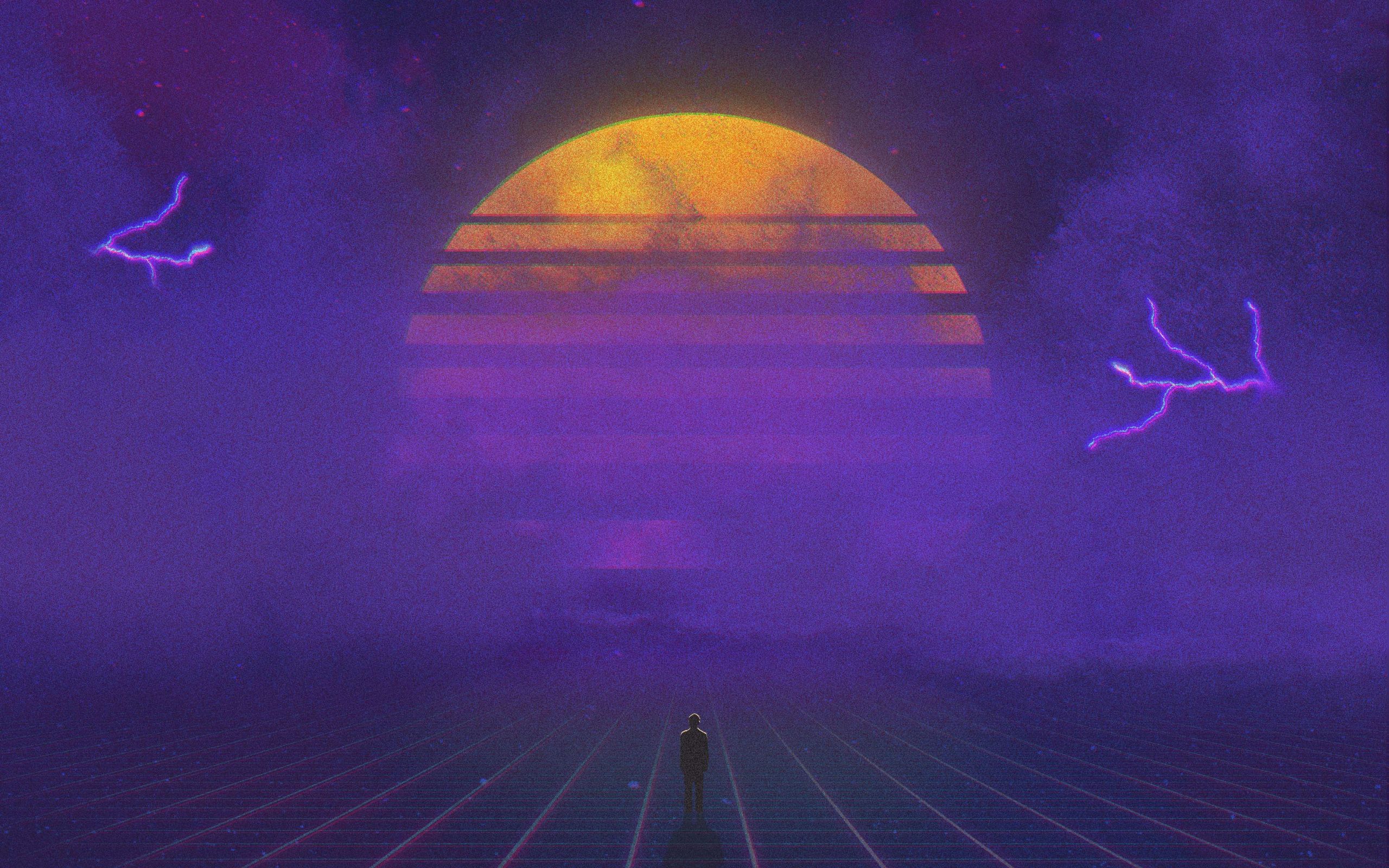 Purple Lightning Moon Wallpapers Wallpaper Cave