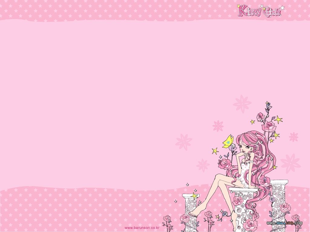 Cute Pink Korean Cartoon Wallpaper