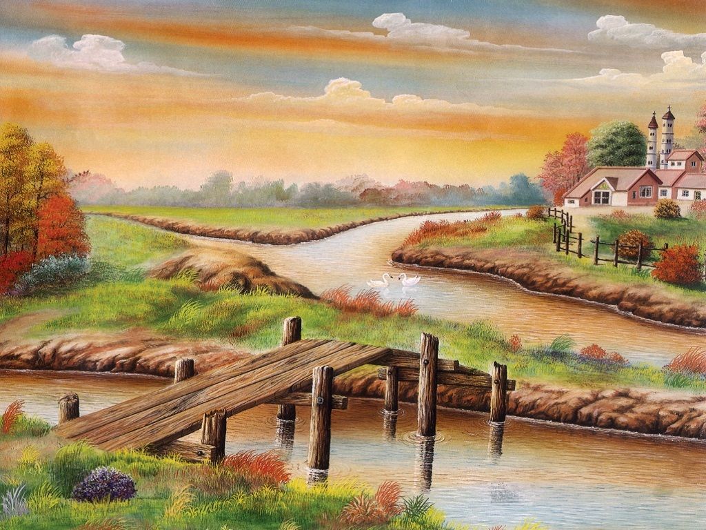 Village Painting Wallpapers Wallpaper Cave
