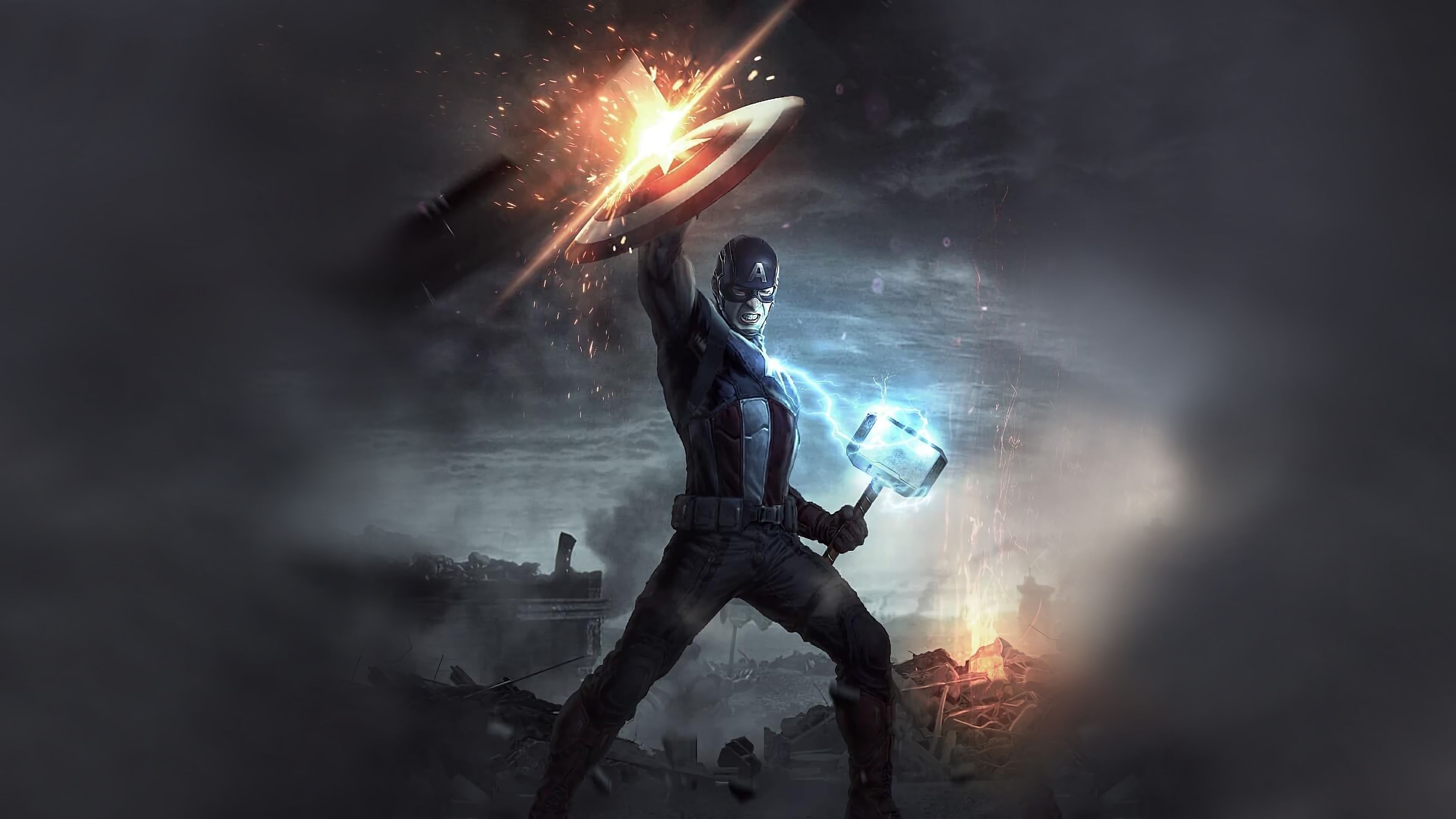 Captain America With Thor's Hammer Wallpapers Wallpaper Cave