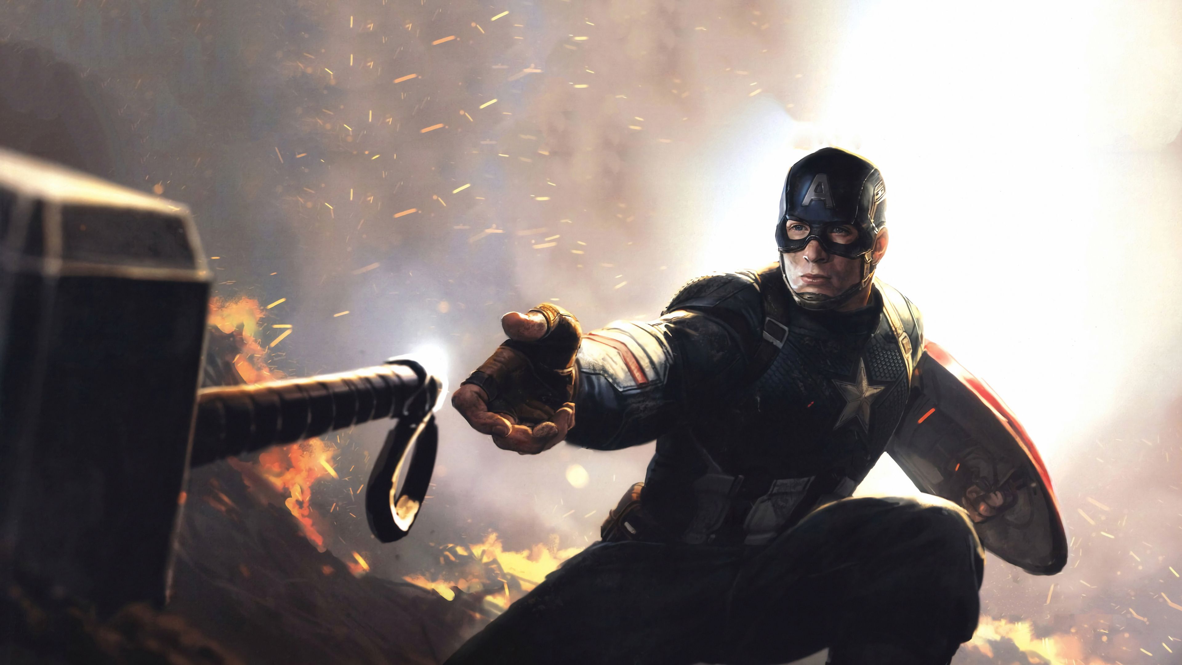 Captain America With Thor's Hammer Wallpapers Wallpaper Cave