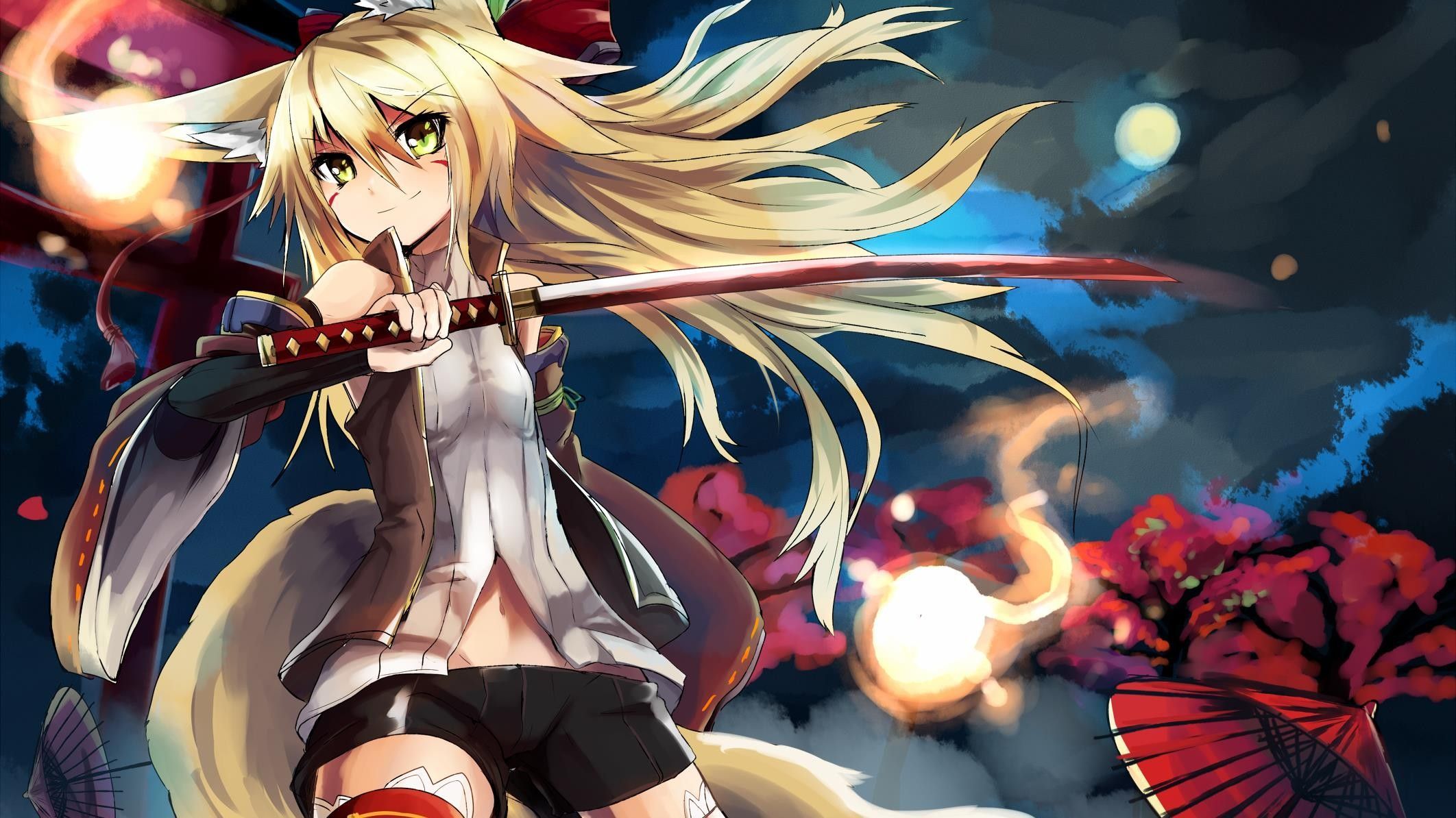 Anime Wolf Girls Katana Wallpapers Wallpaper Cave