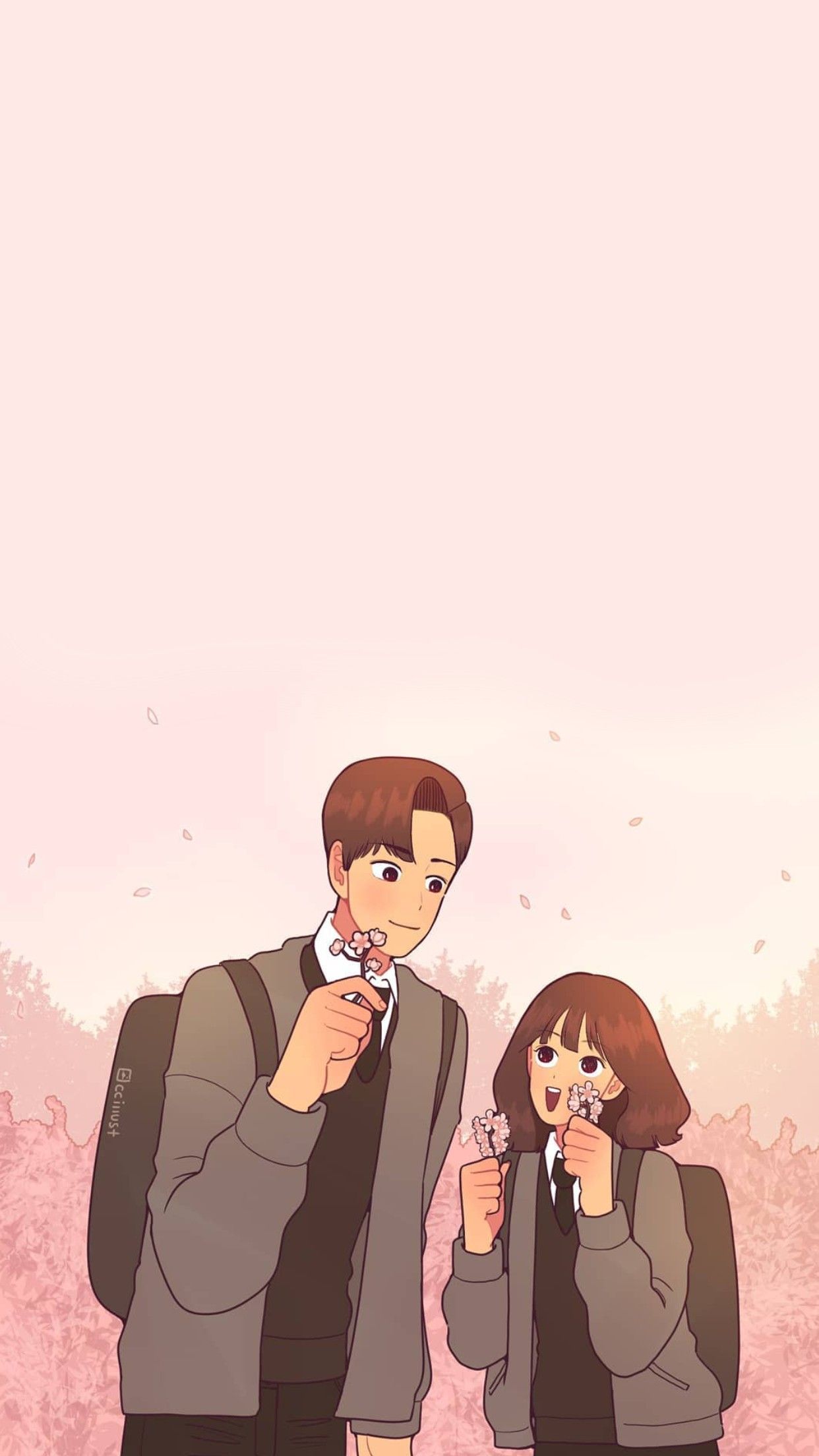 Korean Cartoon Couple Wallpapers Wallpaper Cave