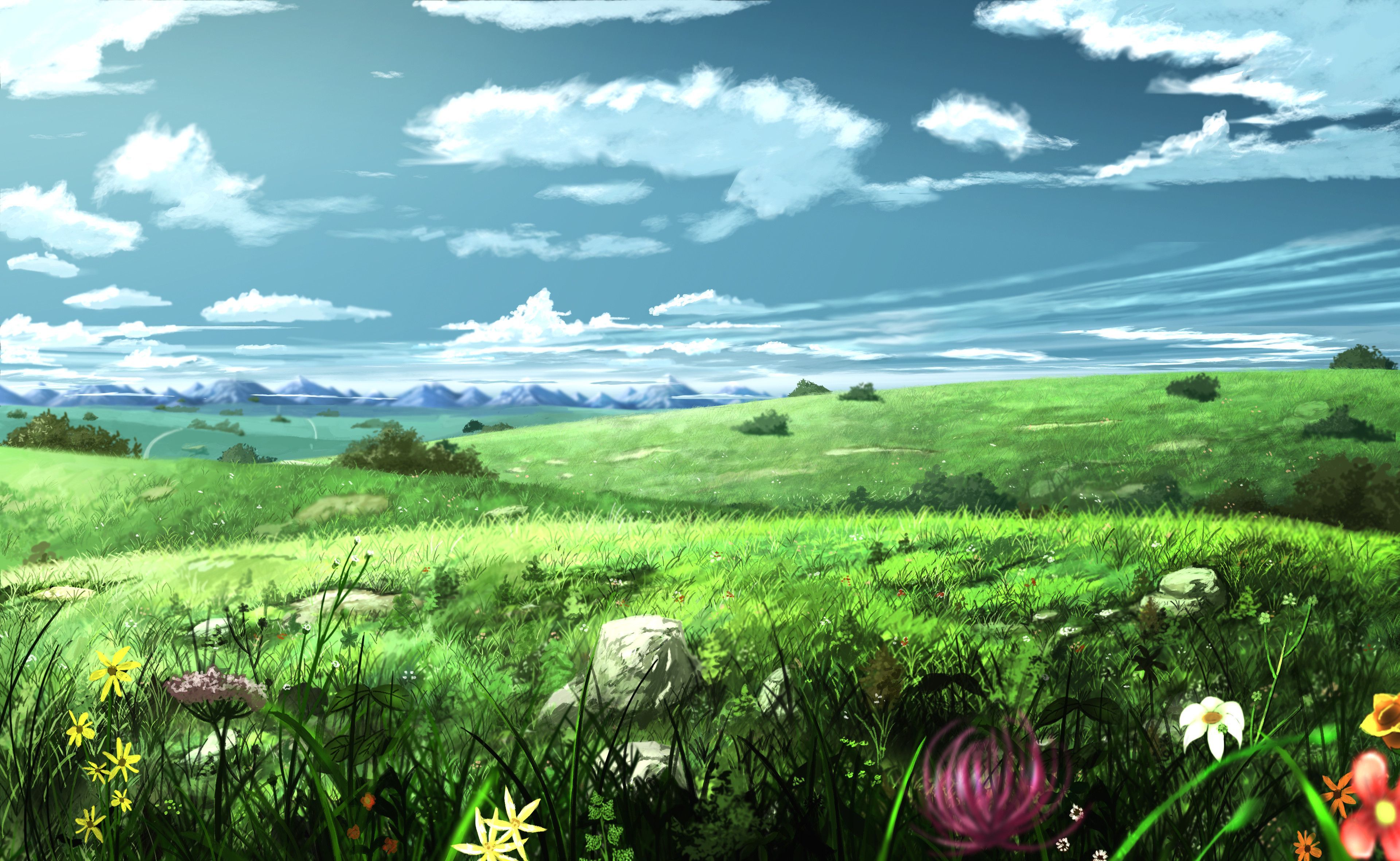 Cute Green Anime Landscape Wallpapers Wallpaper Cave