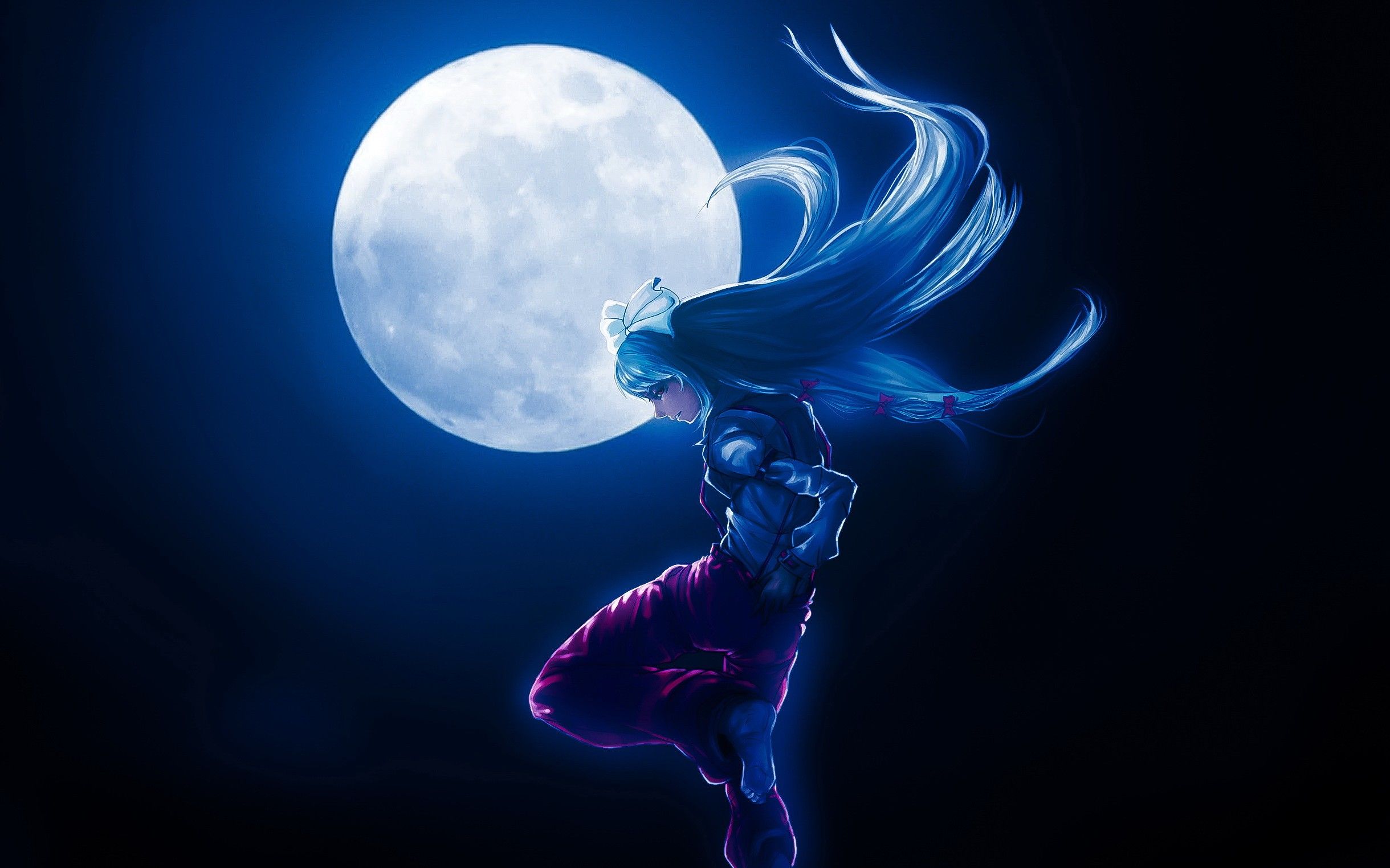 Anime Girl And The Moon Wallpapers Wallpaper Cave