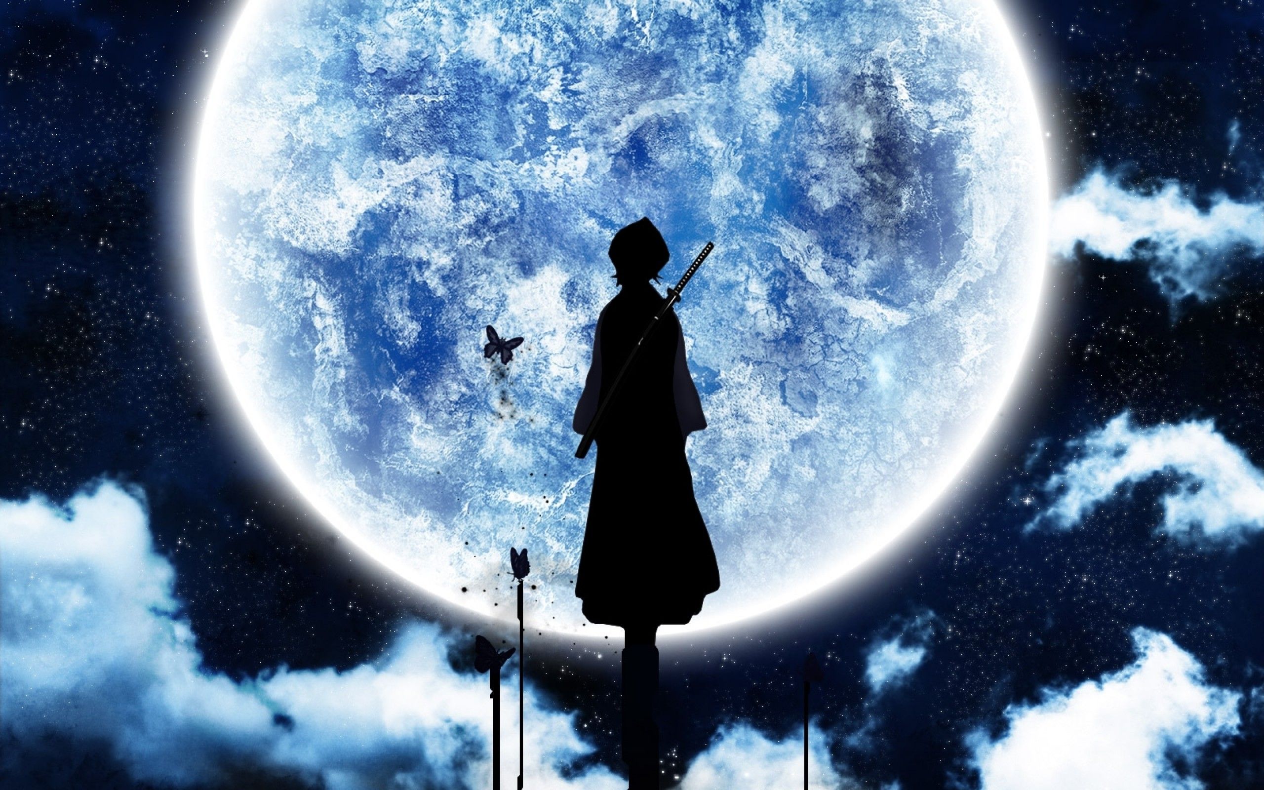Anime Girl And The Moon Wallpapers Wallpaper Cave