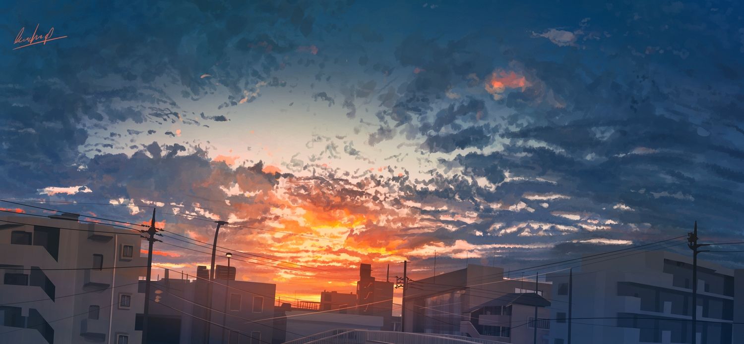 City Anime Sunset Wallpapers Wallpaper Cave