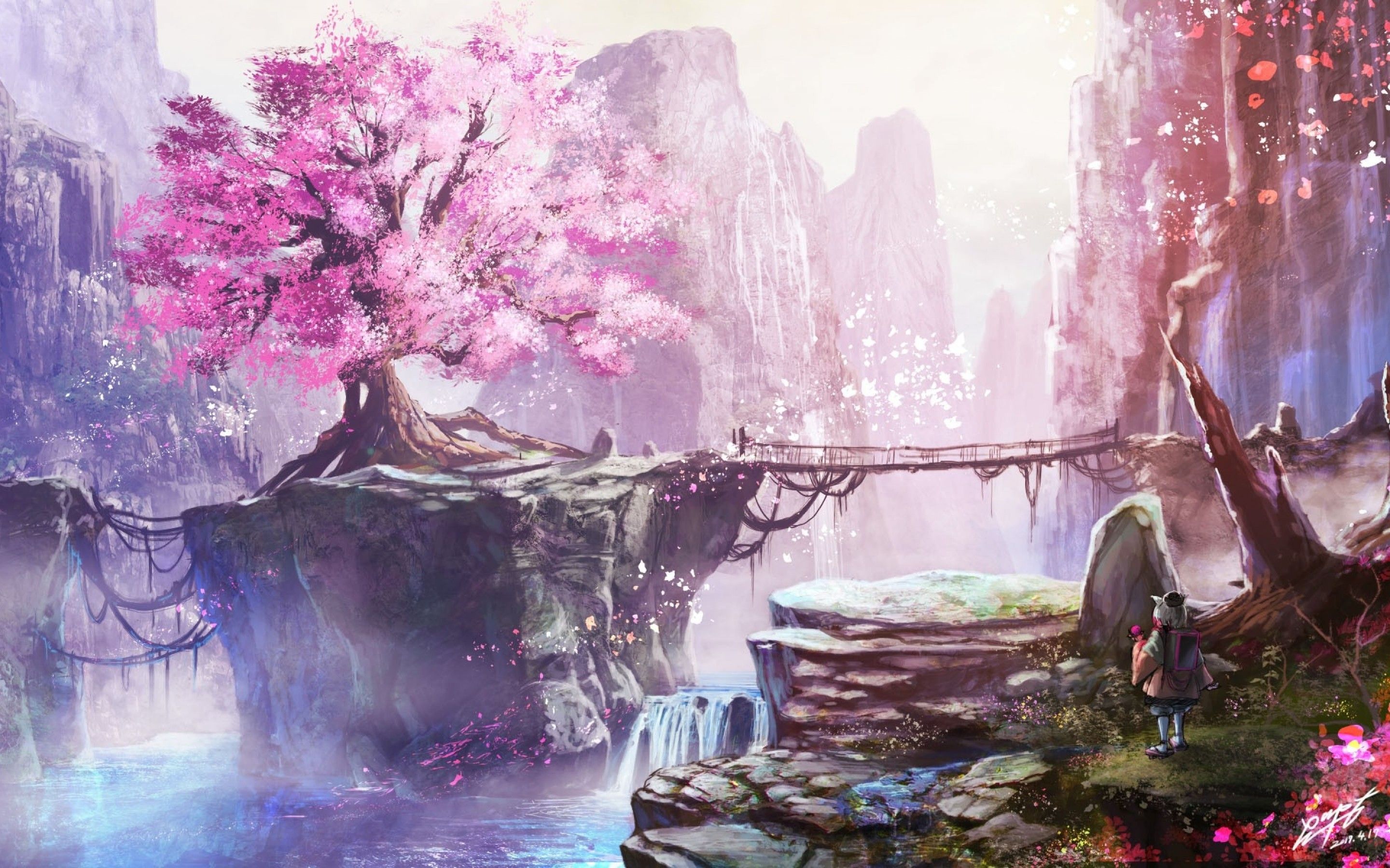 Pink Anime Tree Wallpapers Wallpaper Cave