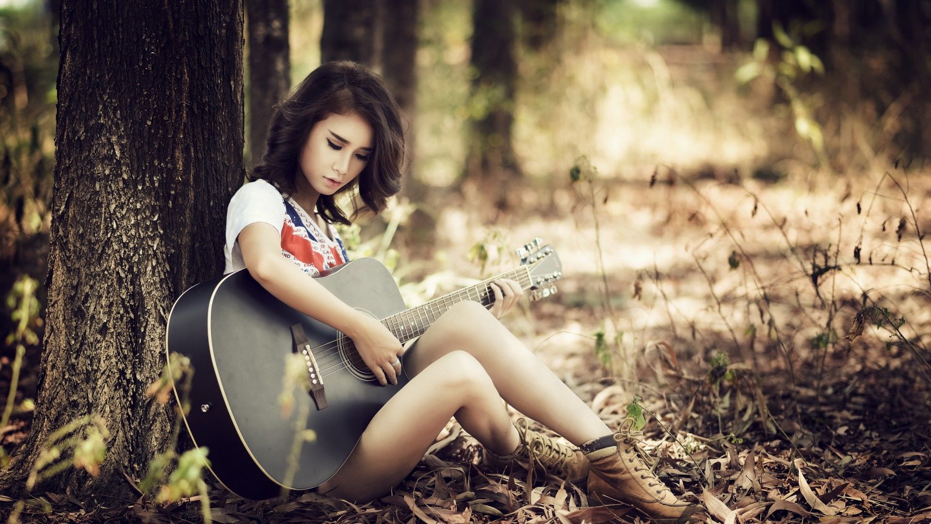 Girl With Guitar Wallpapers Wallpaper Cave