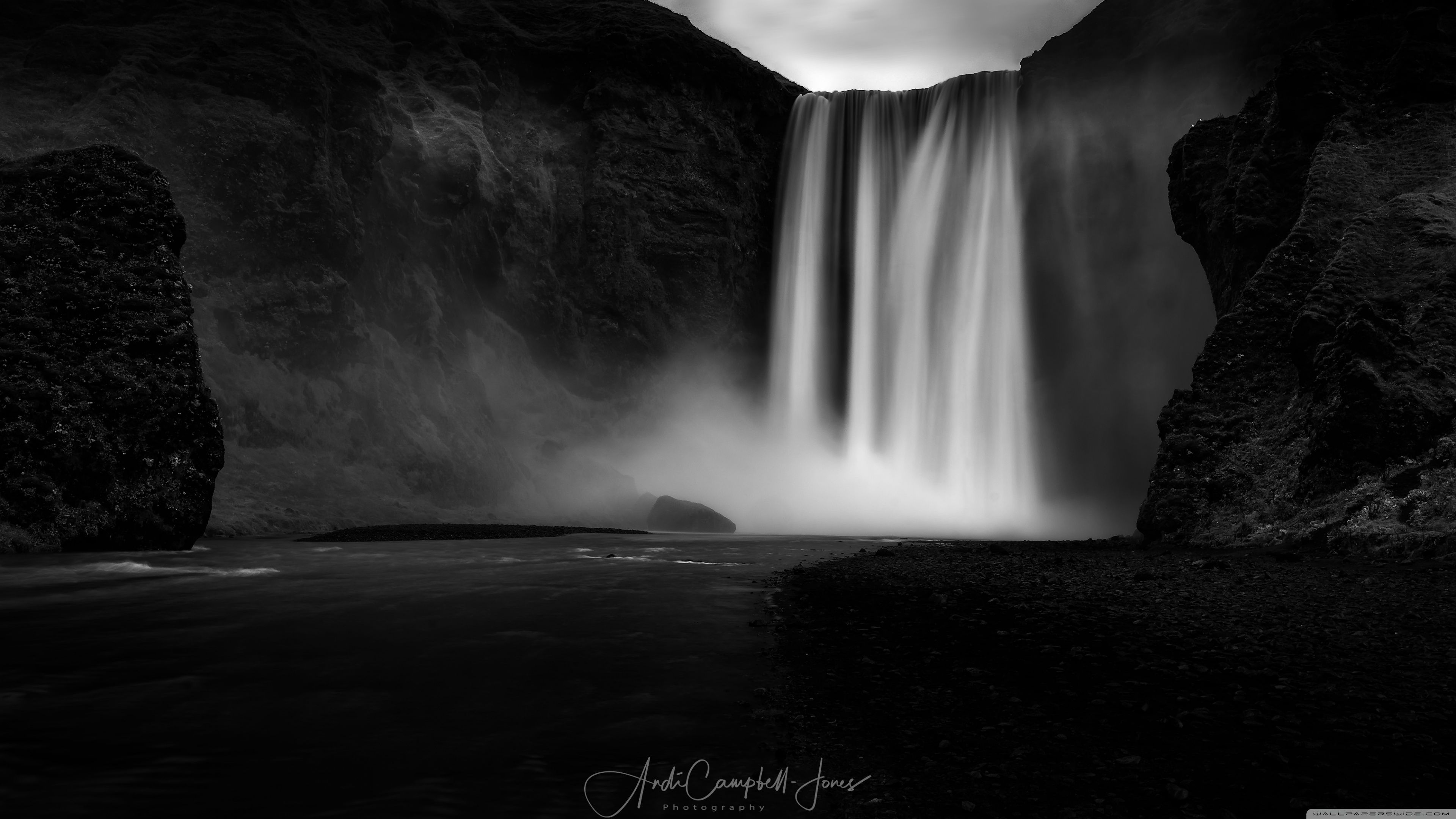 Black And White Waterfall Wallpapers Wallpaper Cave