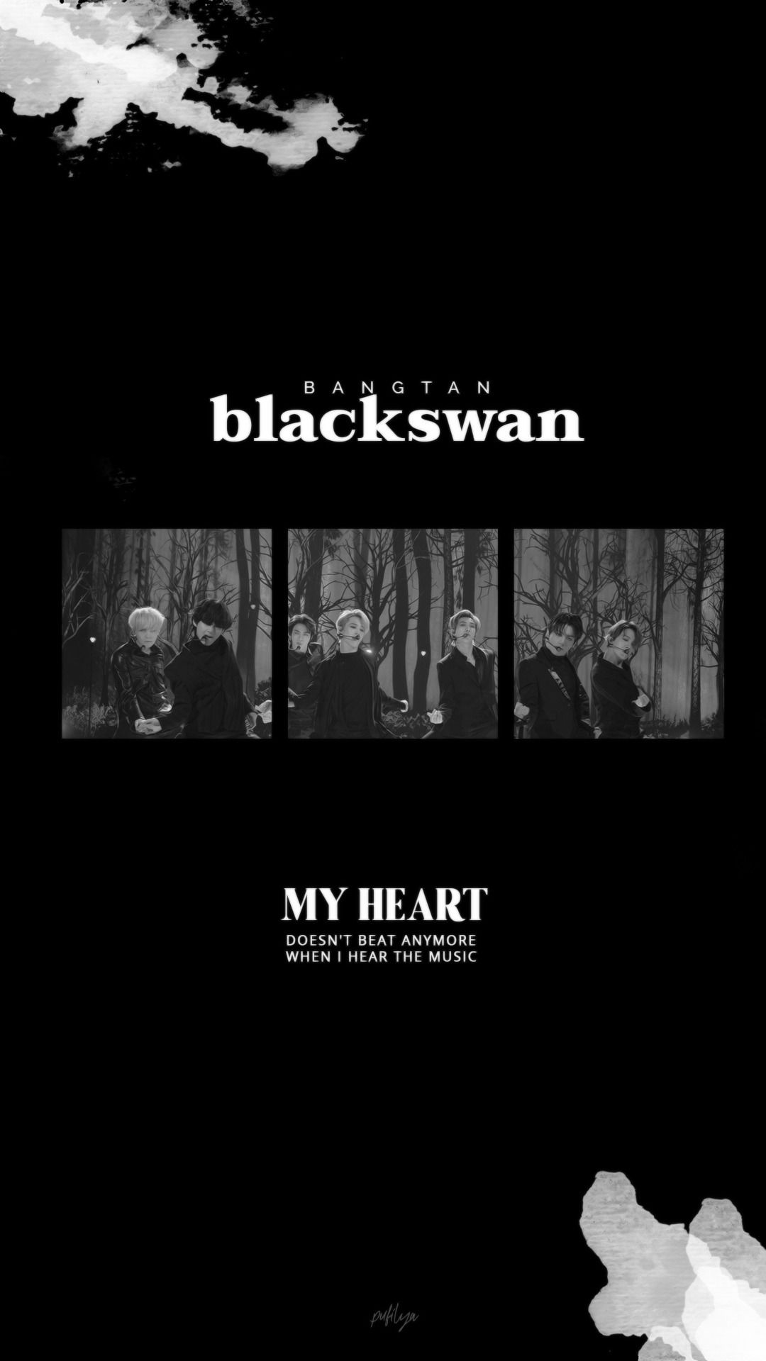 Aesthetic Lockscreen Bts Black Wallpaper