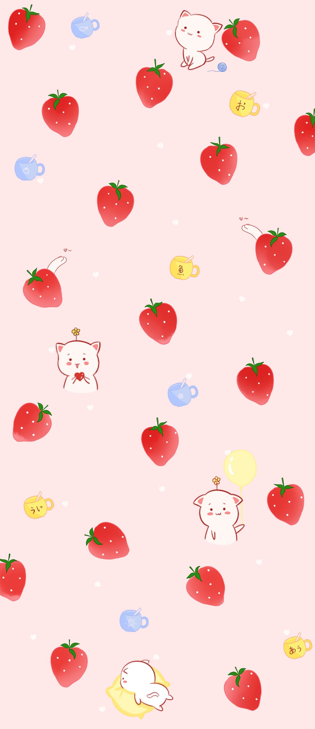 Strawberry Cat Wallpapers Wallpaper Cave