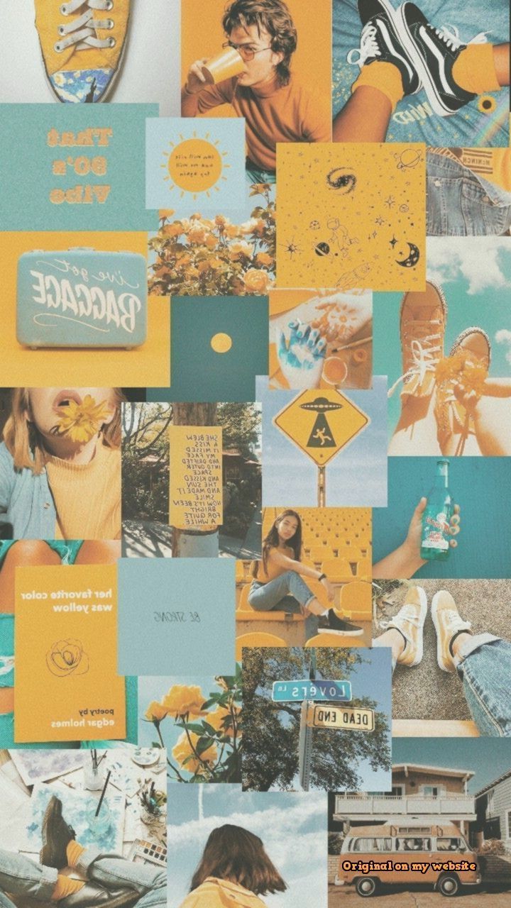 Collage Pastel Vintage Blue Aesthetic Wallpaper bmpnow