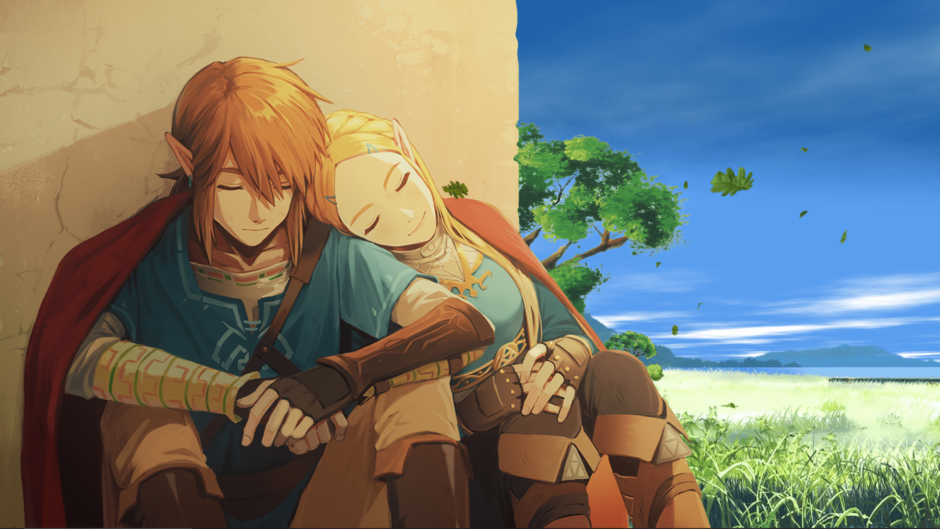 Zelda And Link In Love Wallpaper