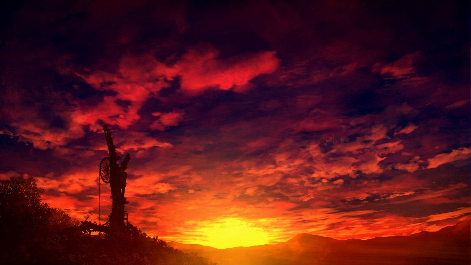 Anime Orange Sky Wallpapers Wallpaper Cave