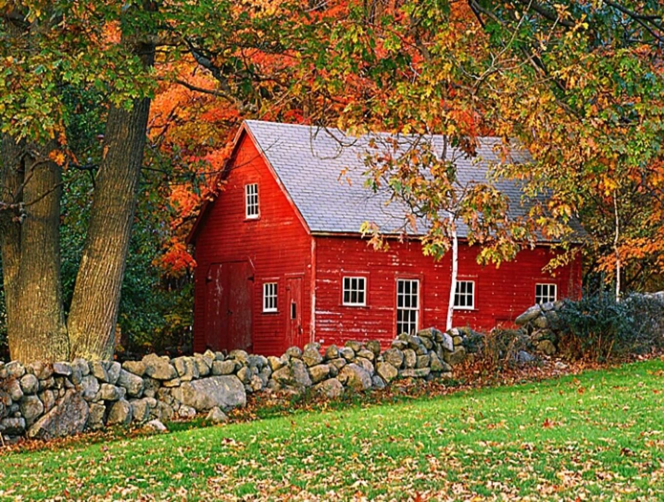 Autumn Red Barn Wallpapers Wallpaper Cave