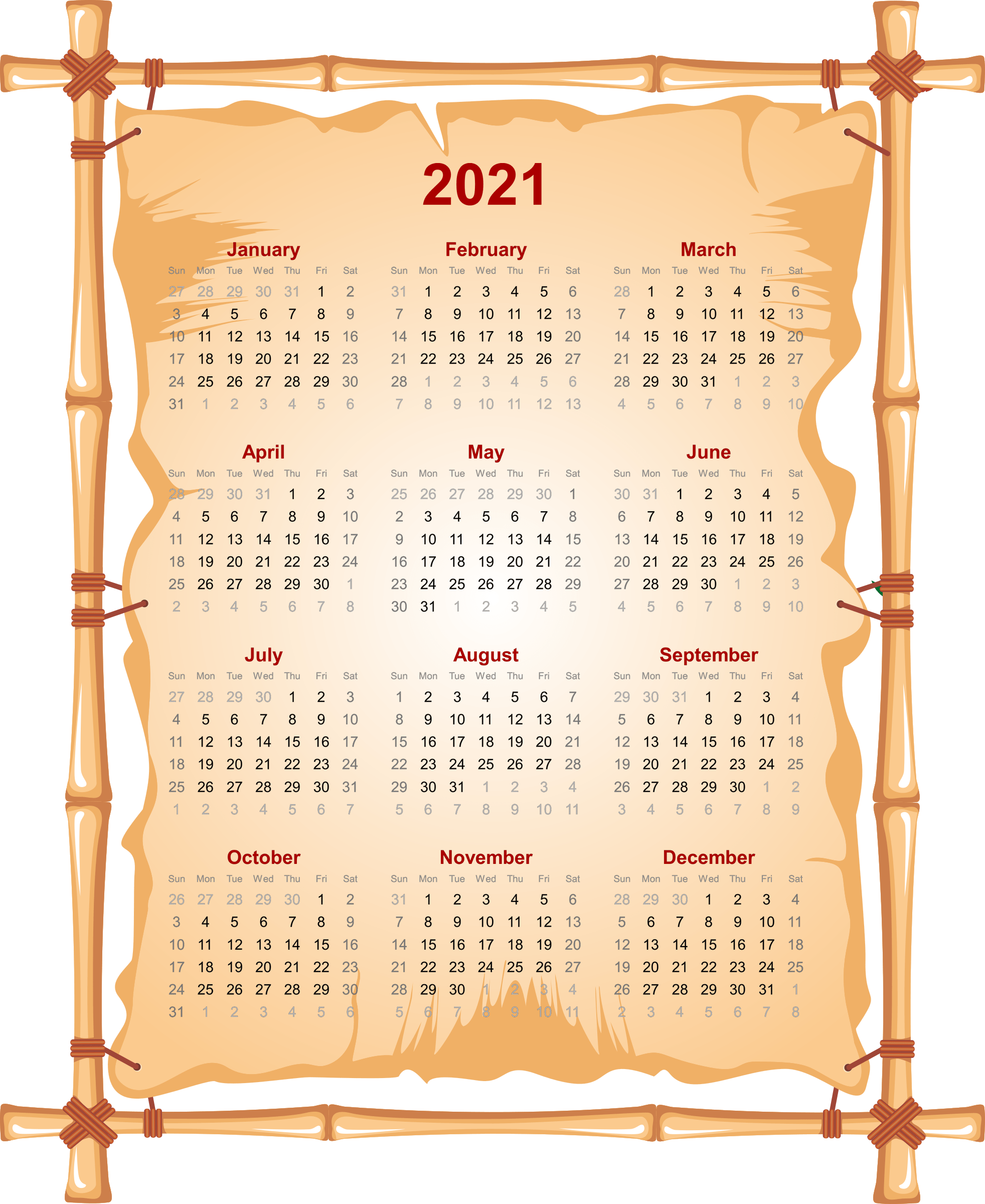 2021 Calendar Wallpaper