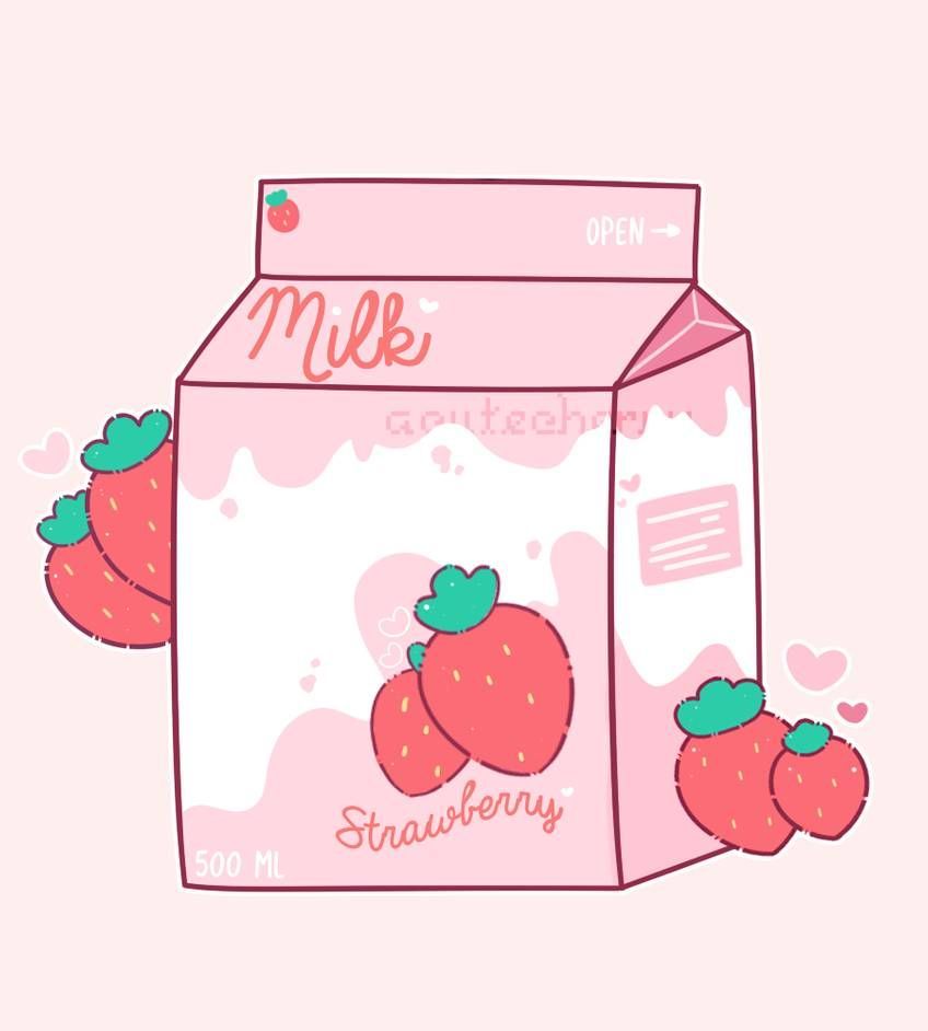 Pink Cow Strawberry Milk Kawaii Wallpapers Wallpaper Cave