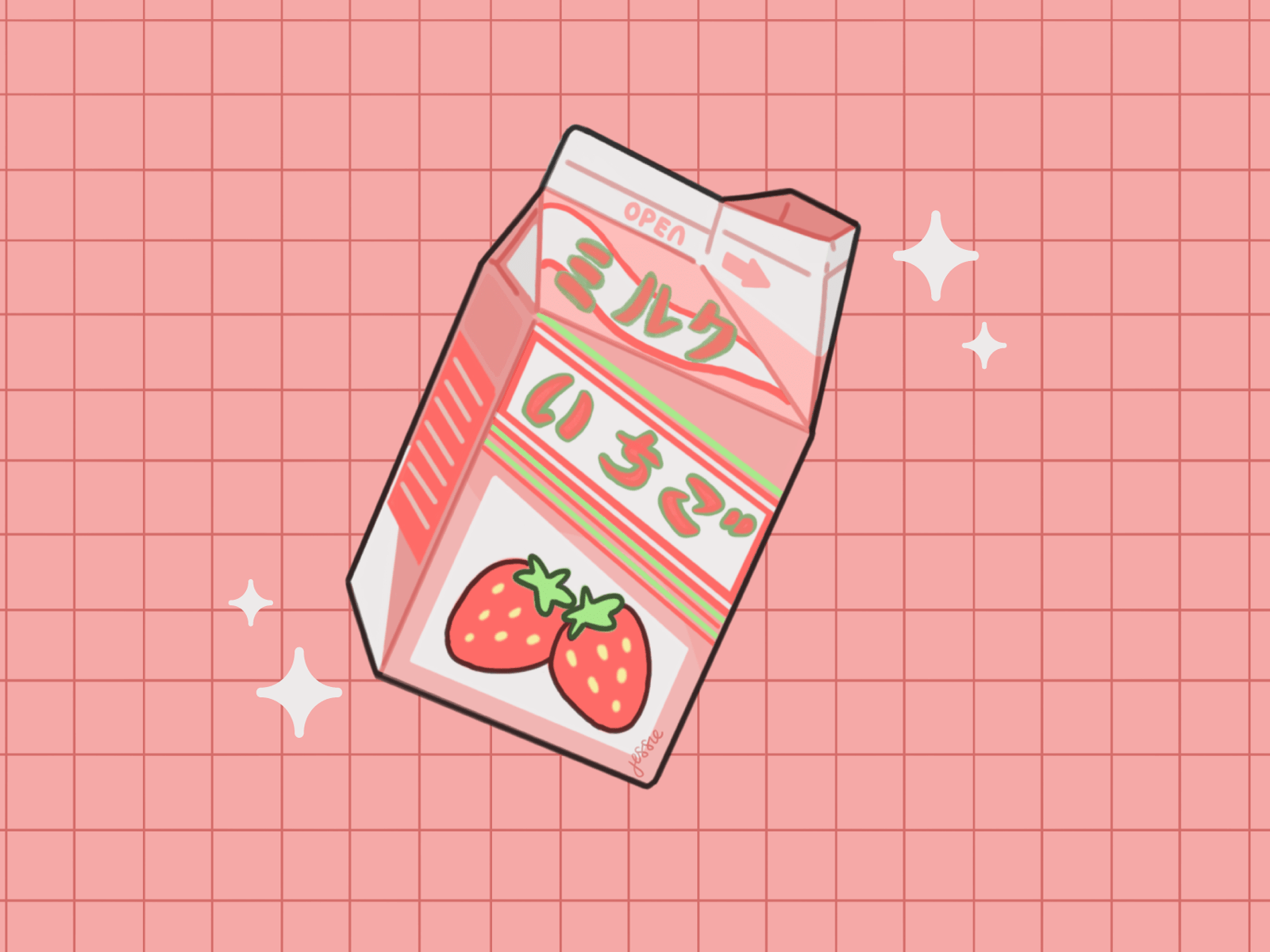 Kawaii Aesthetic Strawberry Milk Wallpaper This easy homemade strawberry milk for one or two