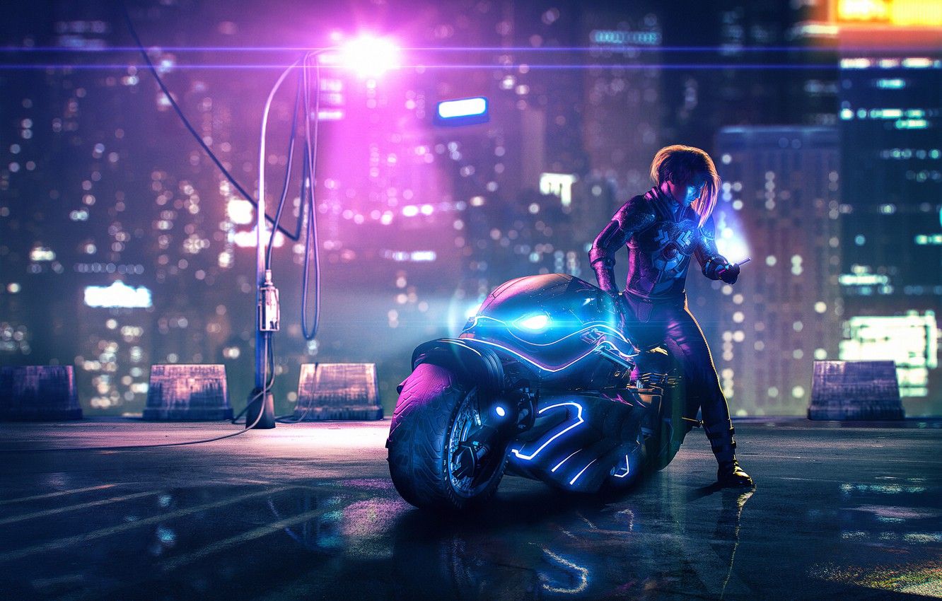 Neon Biker Wallpapers Wallpaper Cave