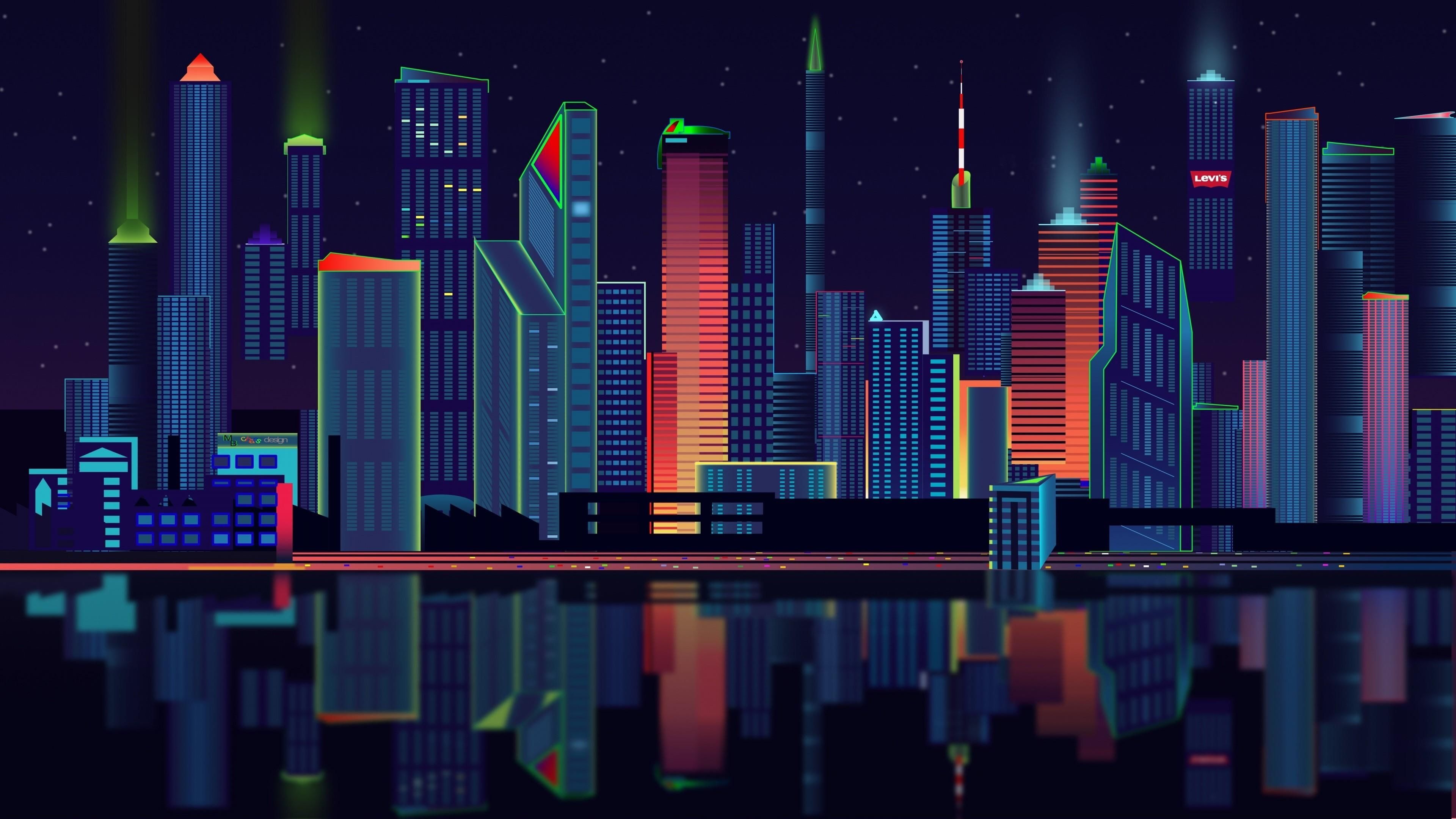 Retro City Lights Aesthetic Wallpapers Wallpaper Cave