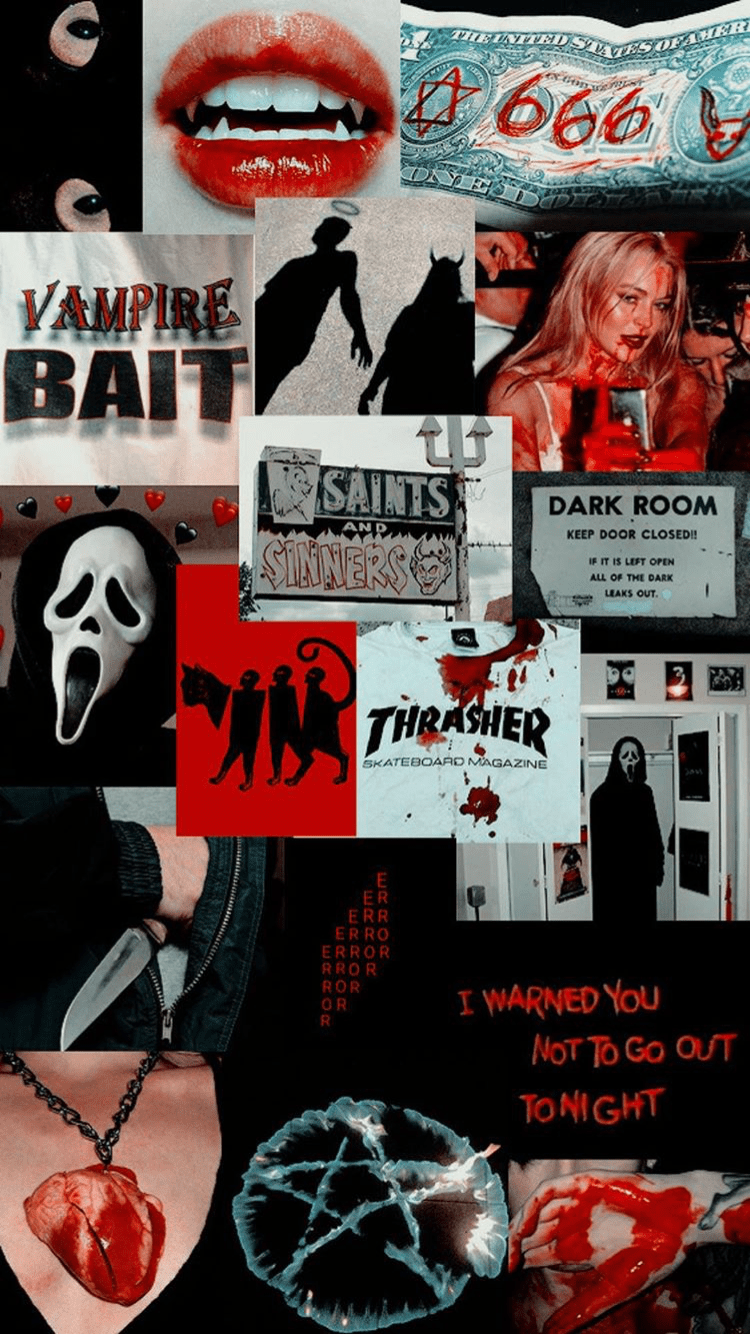 Red Aesthetic Collage Laptop Wallpaper