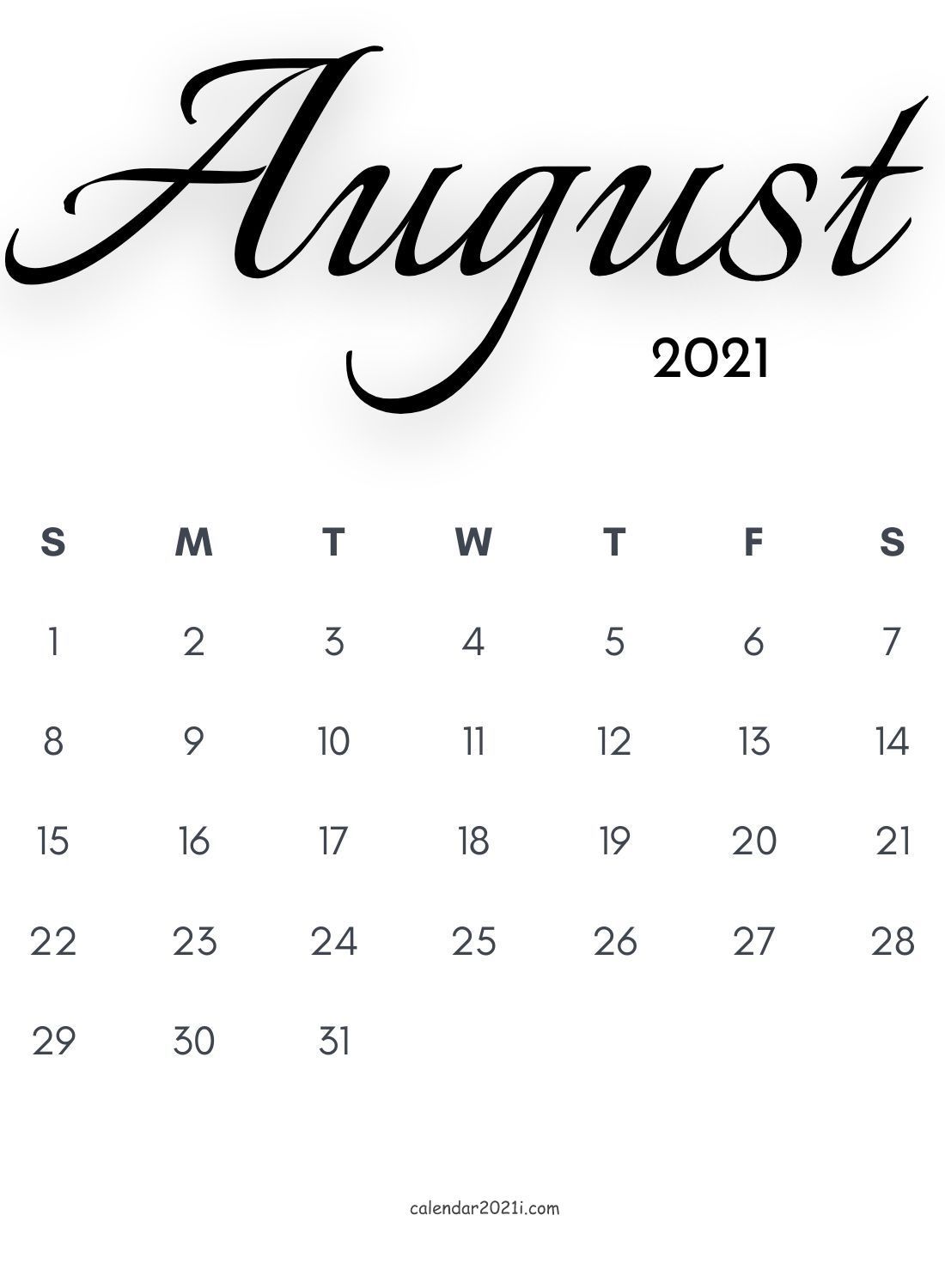 August 2021 Calendar Wallpapers Wallpaper Cave
