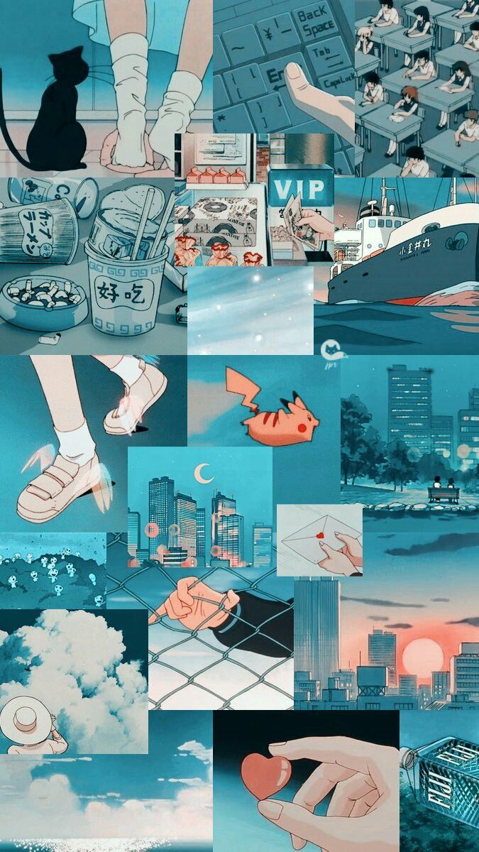 Blue Anime Aesthetic Wallpapers Wallpaper Cave