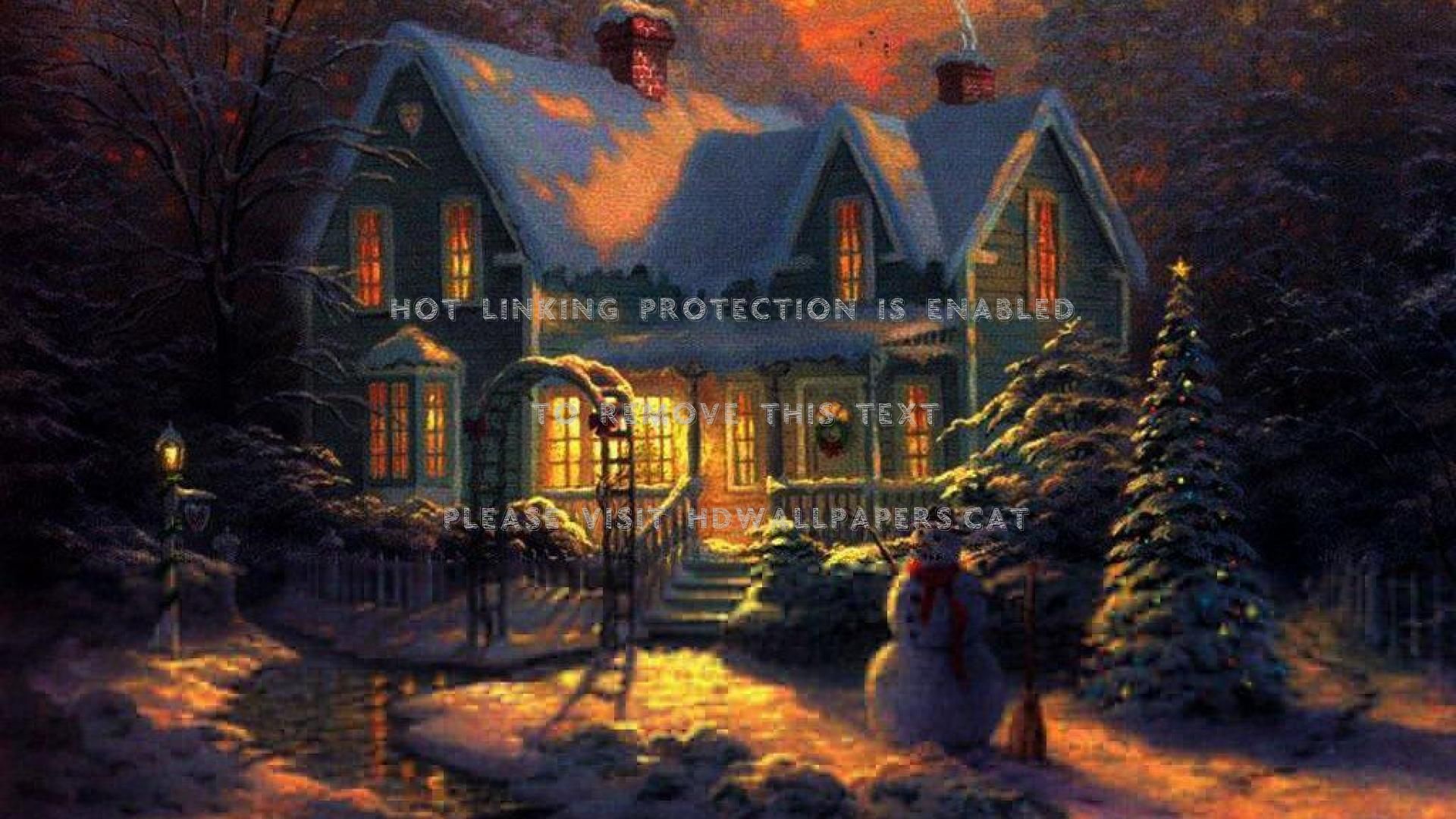 Christmas Cottage Paintings Wallpapers Wallpaper Cave