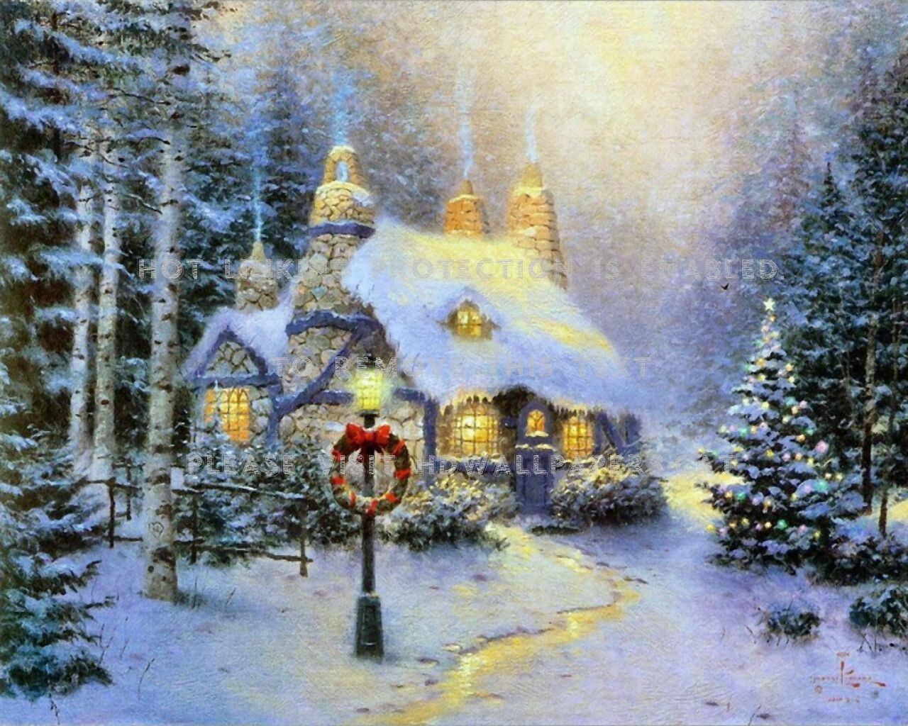 Christmas Cottage Paintings Wallpapers Wallpaper Cave
