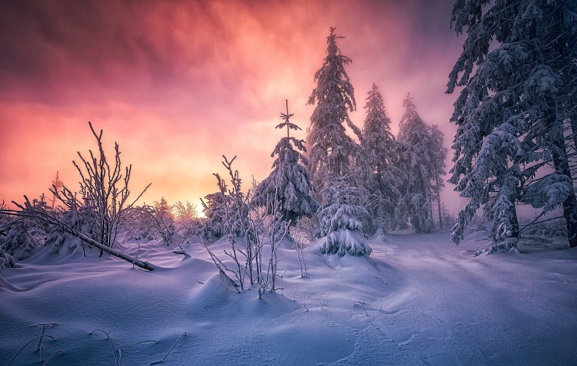 Pink Aesthetic Snow Landscape Wallpapers Wallpaper Cave