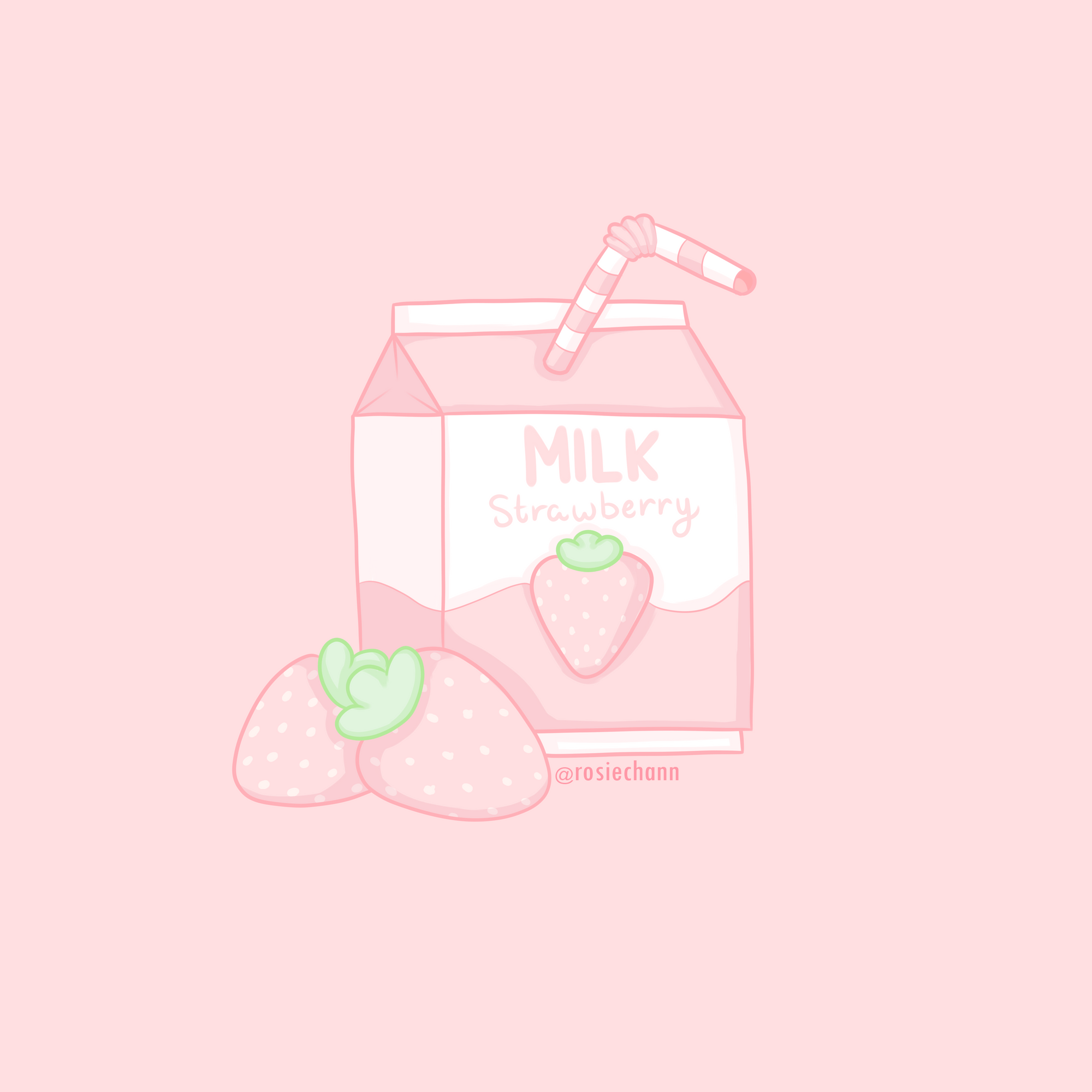 Pink Cow Strawberry Milk Kawaii Wallpapers Wallpaper Cave