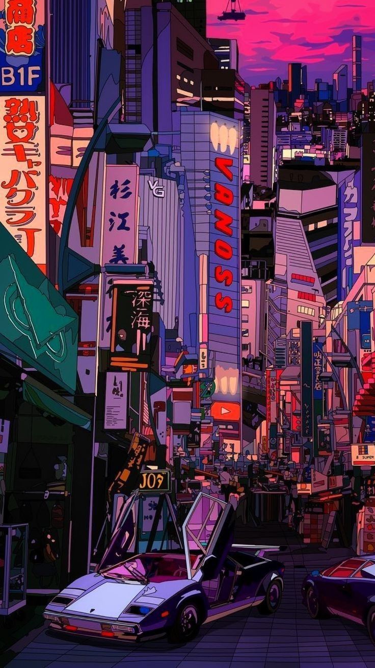 Anime Retrowave City Wallpapers Wallpaper Cave