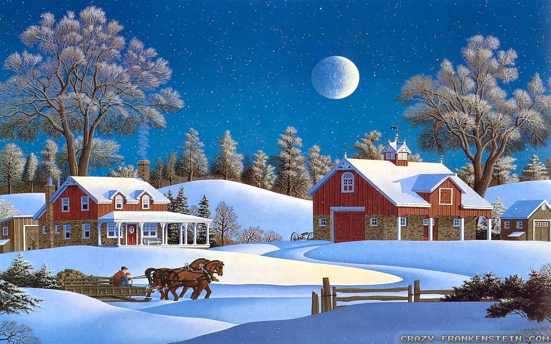 Winter Christmas Scene Wallpapers Wallpaper Cave