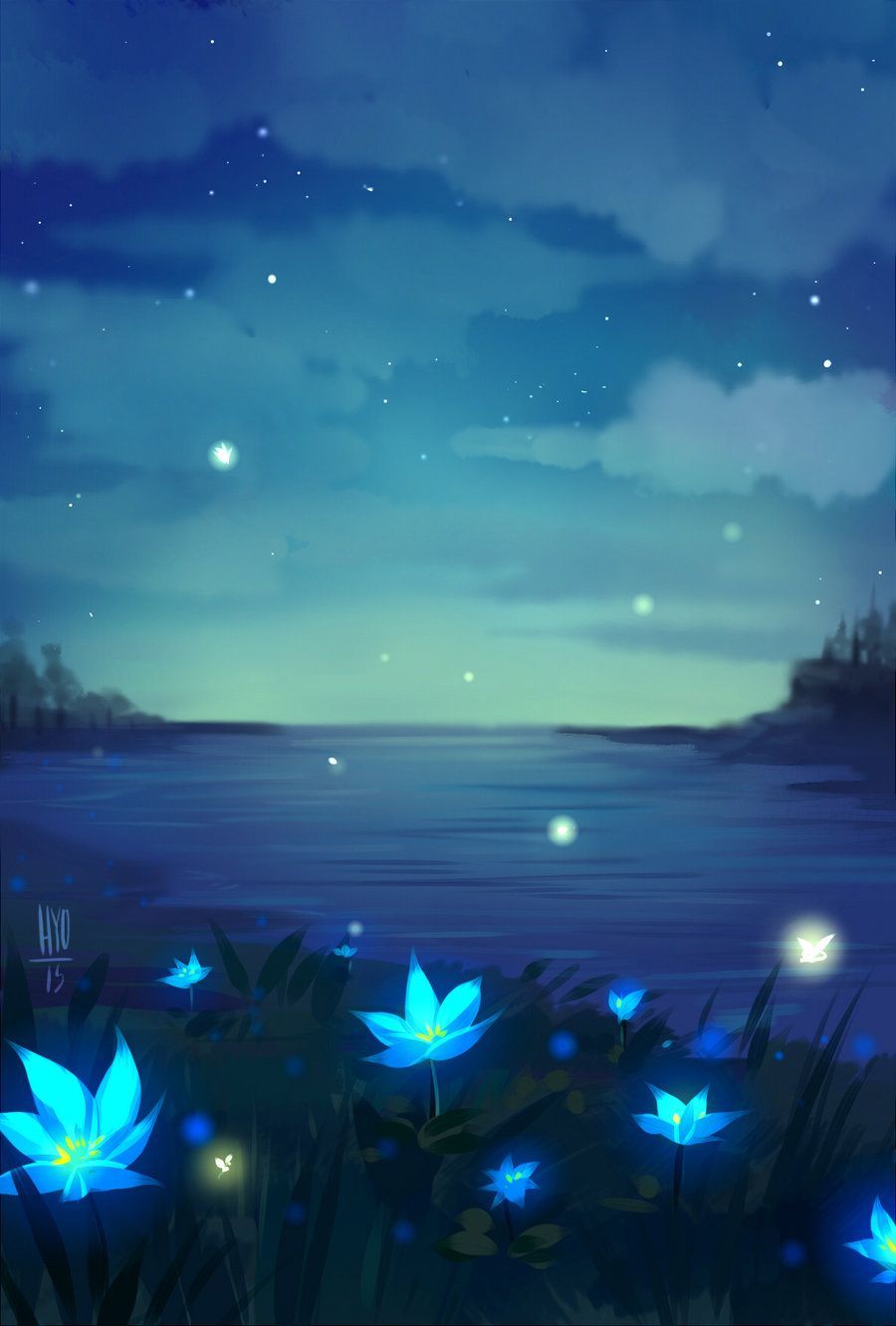 Blue Flowers Anime Wallpapers Wallpaper Cave