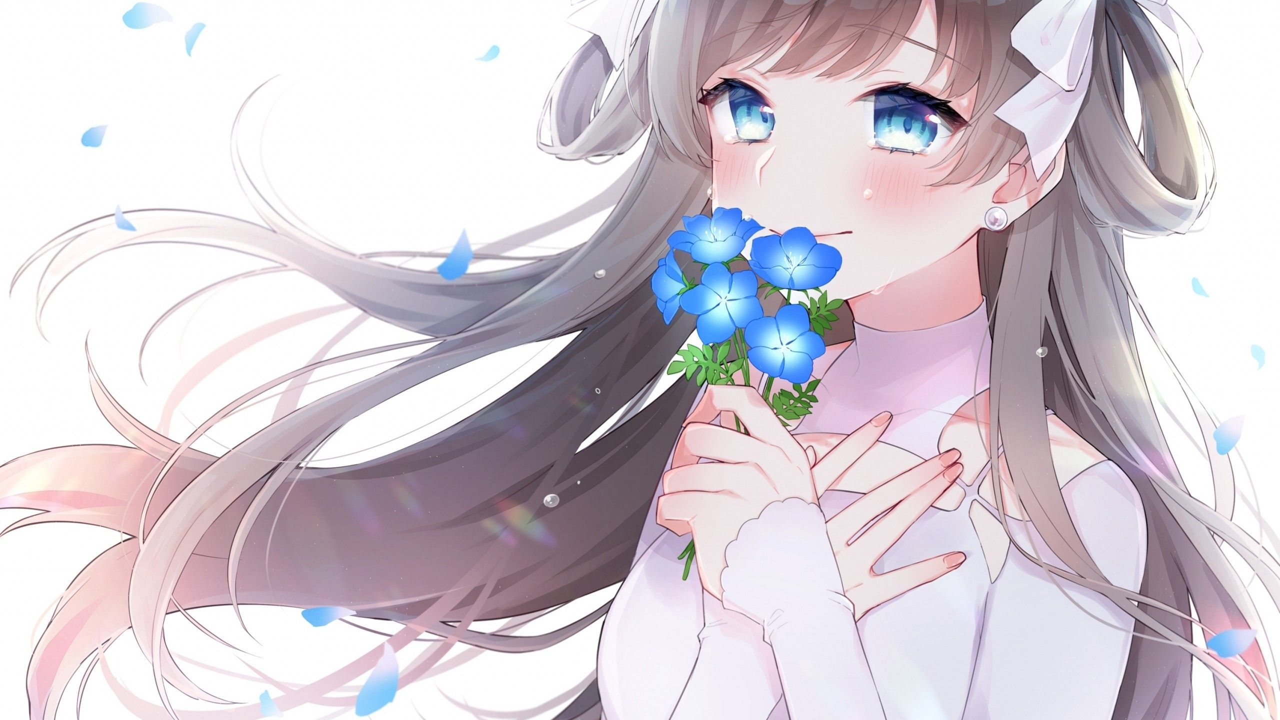 Blue Flowers Anime Wallpapers Wallpaper Cave