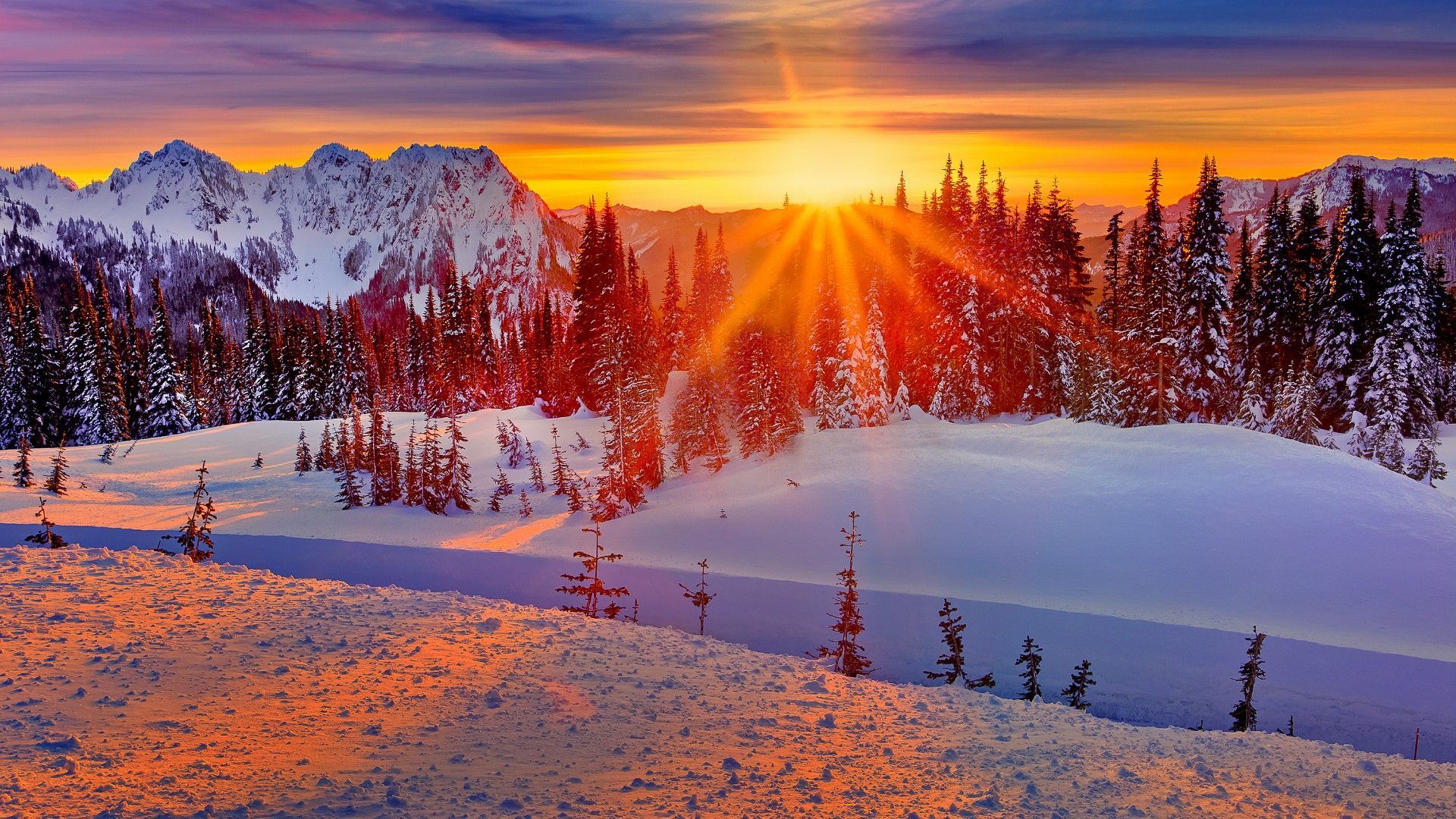Winter Sunset 1920x1080 Wallpapers Wallpaper Cave