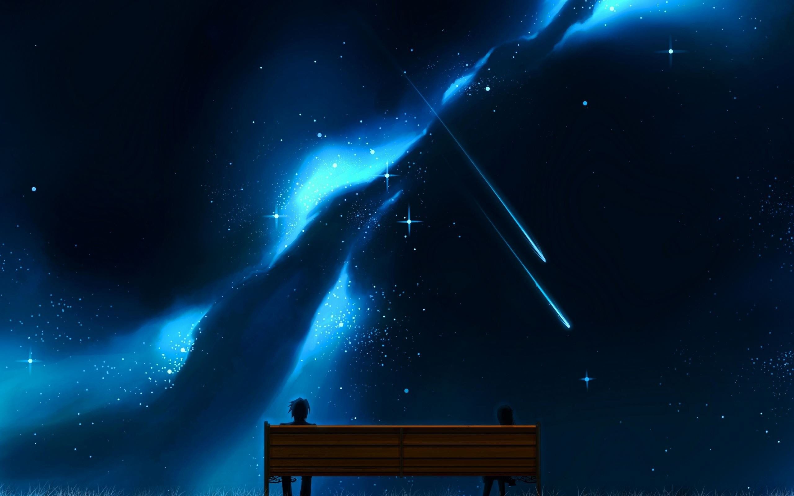 Dark Blue Anime Sky Wallpapers Wallpaper Cave