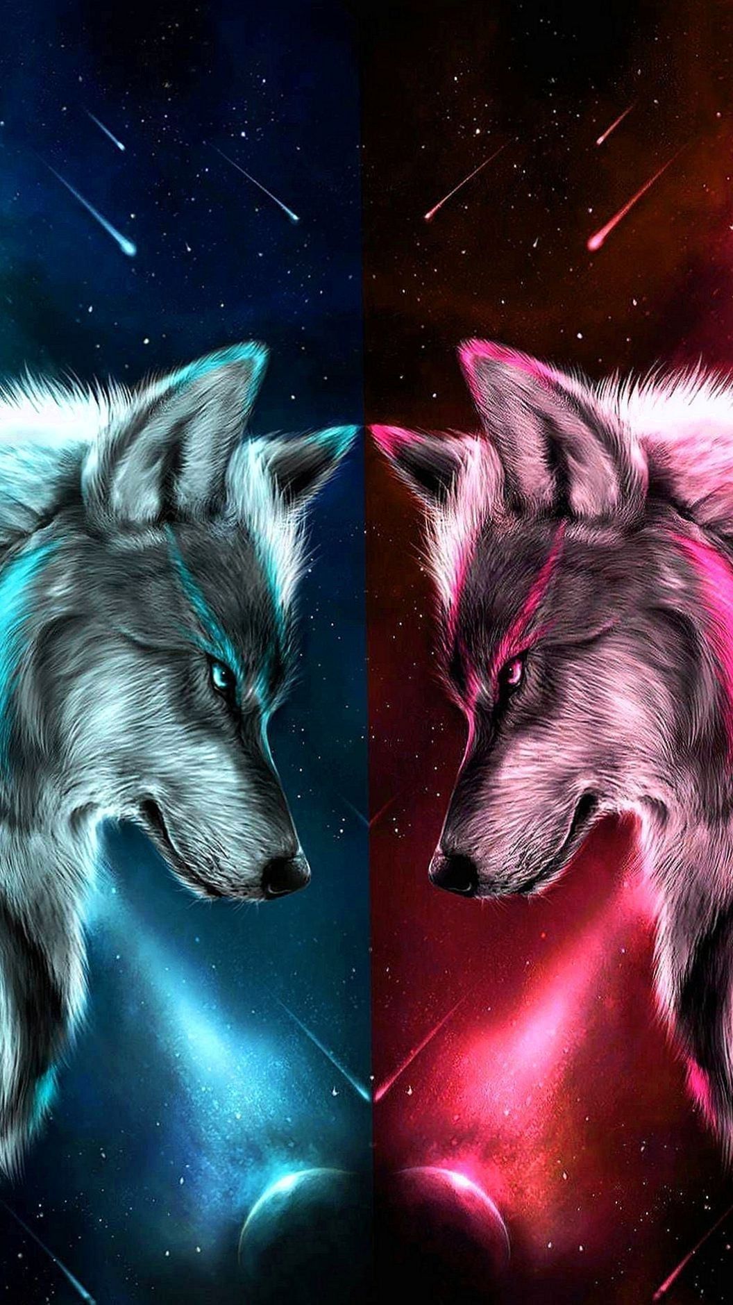 Blue And Red Wolf Wallpapers Wallpaper Cave