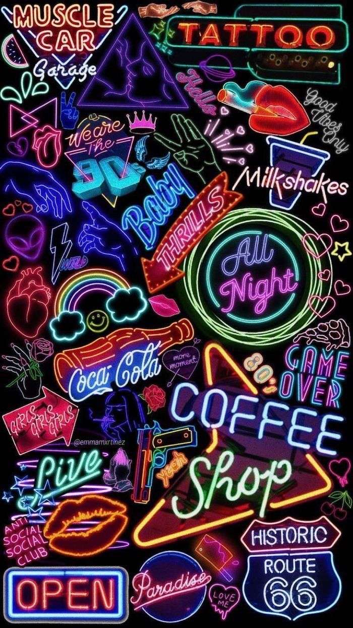 Neon Collage Wallpapers Wallpaper Cave