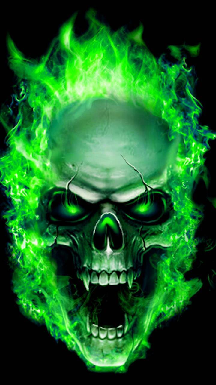 Green Fire Skull Wallpapers Wallpaper Cave