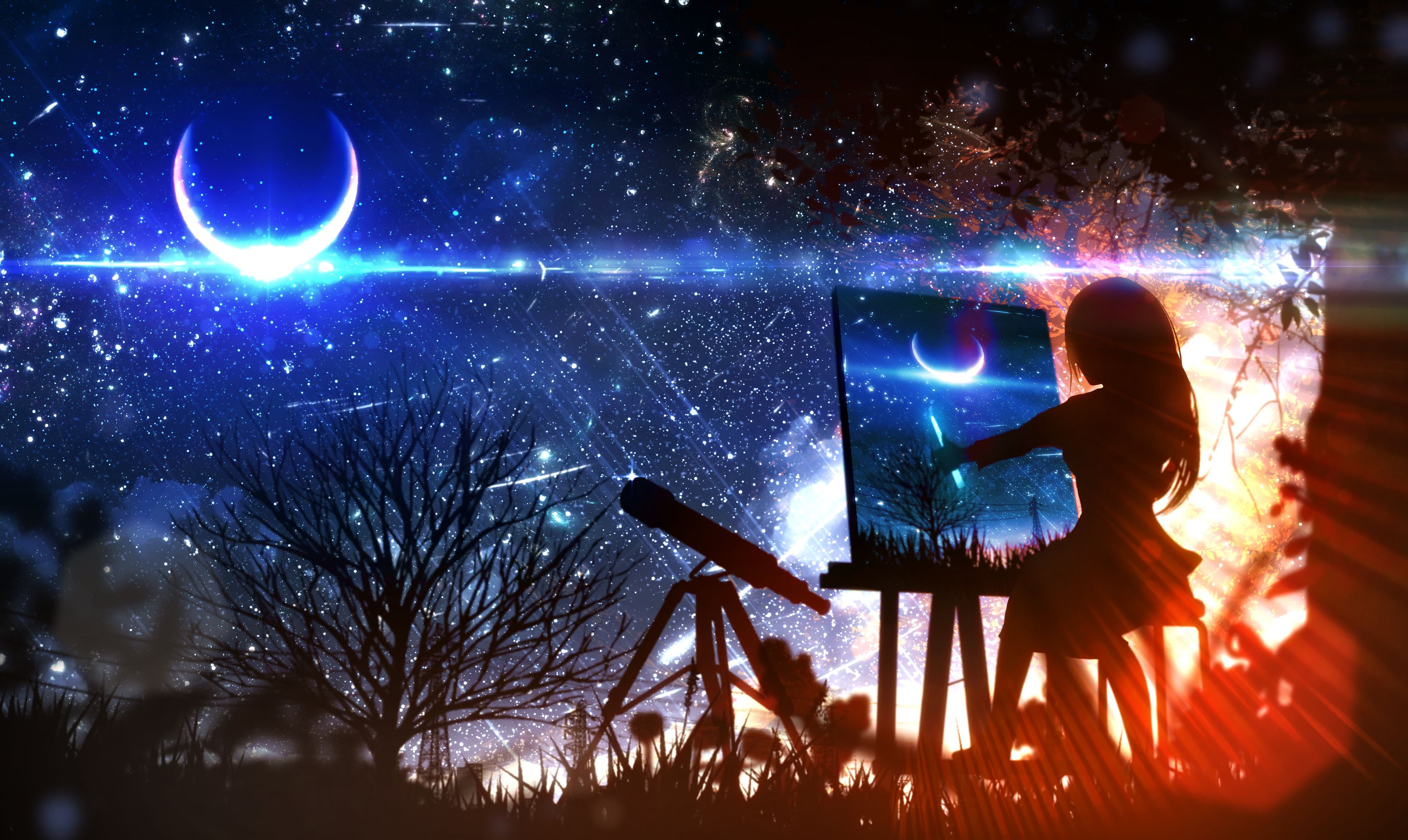 Women Night Sky Wallpapers Wallpaper Cave