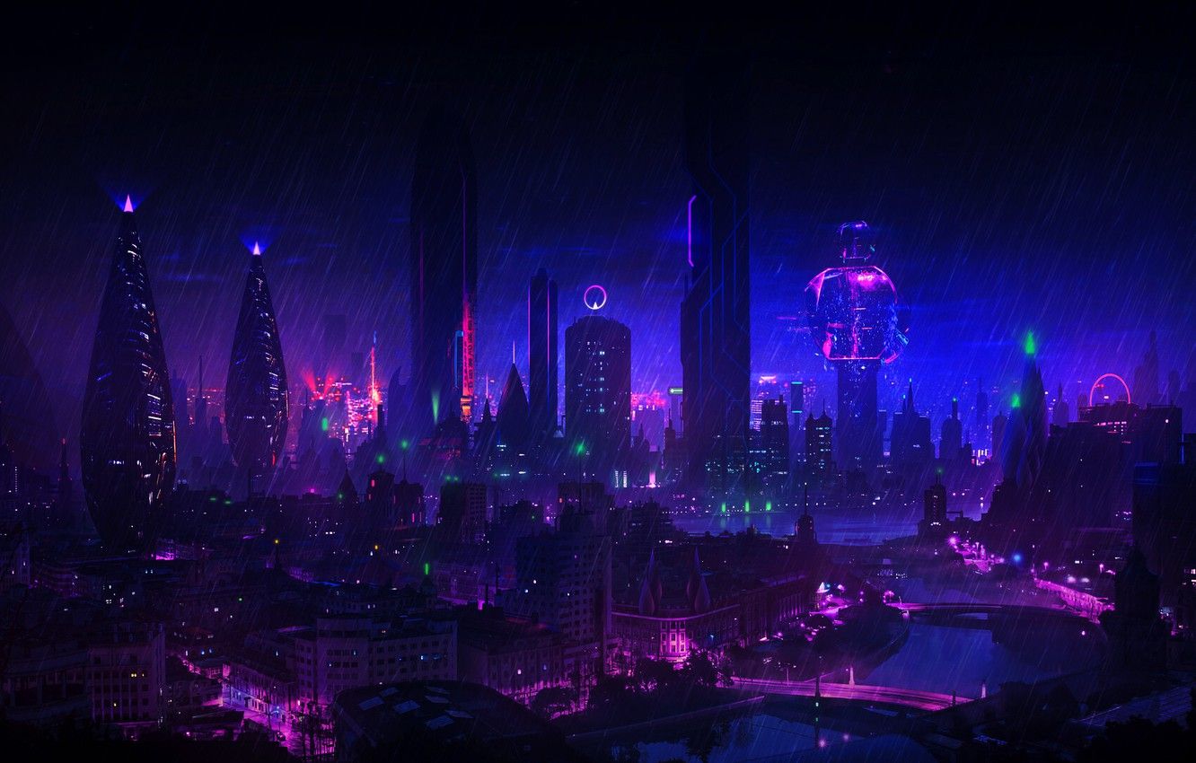 Neon Anime Cityscape Wallpapers Wallpaper Cave