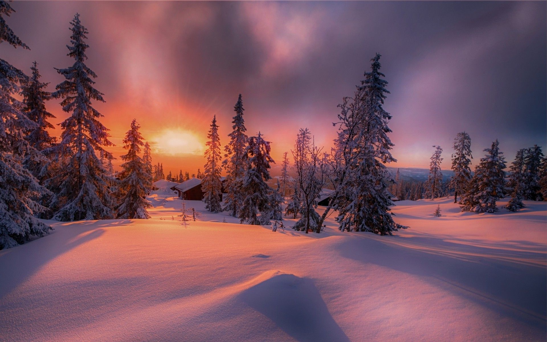 Snow Sunset Wallpapers Wallpaper Cave