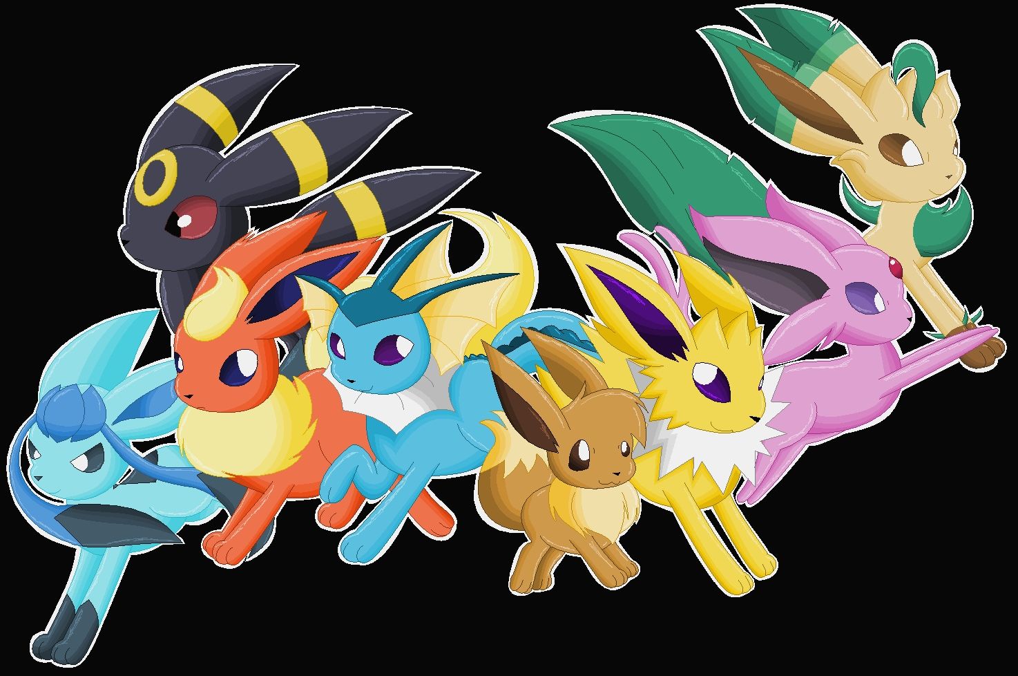 Shiny Eevee Evolutions Wallpapers Wallpaper Cave