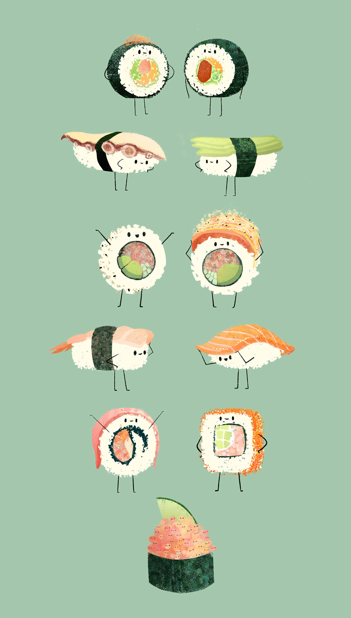 Kawaii Sushi Wallpapers Wallpaper Cave