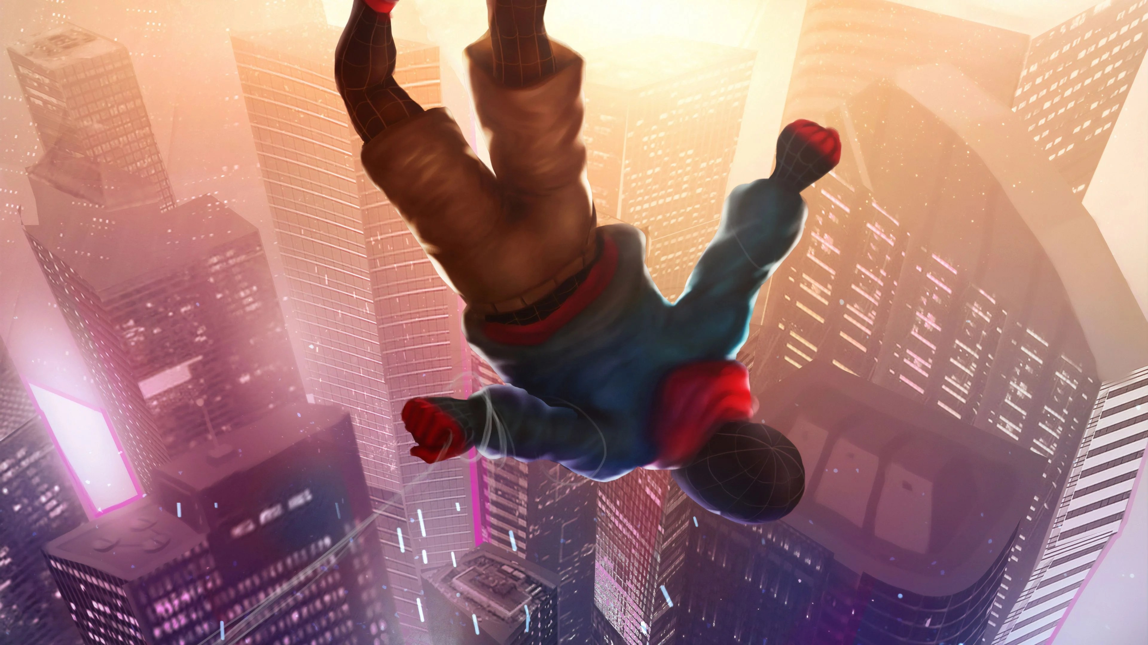Miles Morales Falling Wallpapers Wallpaper Cave