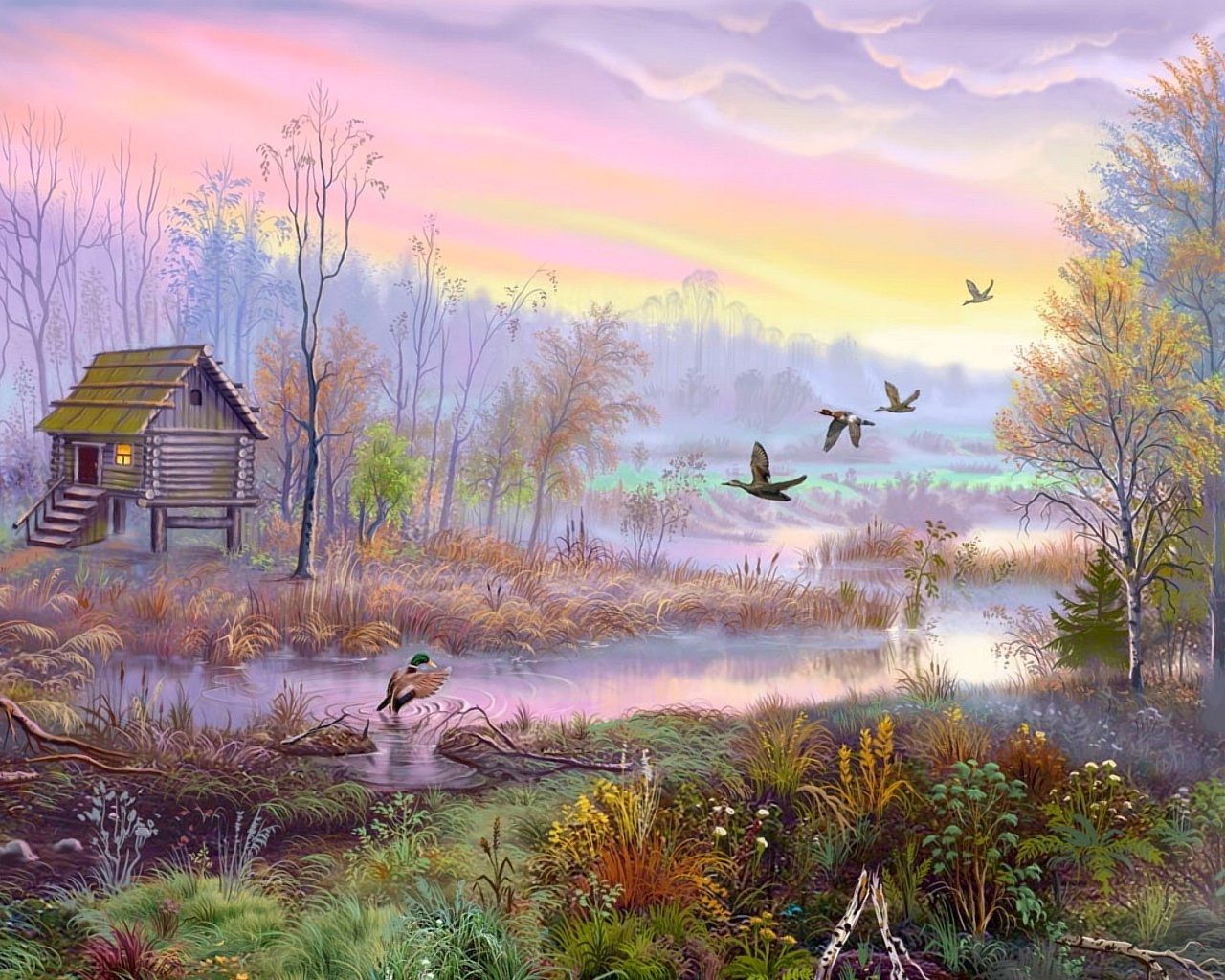 Village Painting Wallpapers Wallpaper Cave