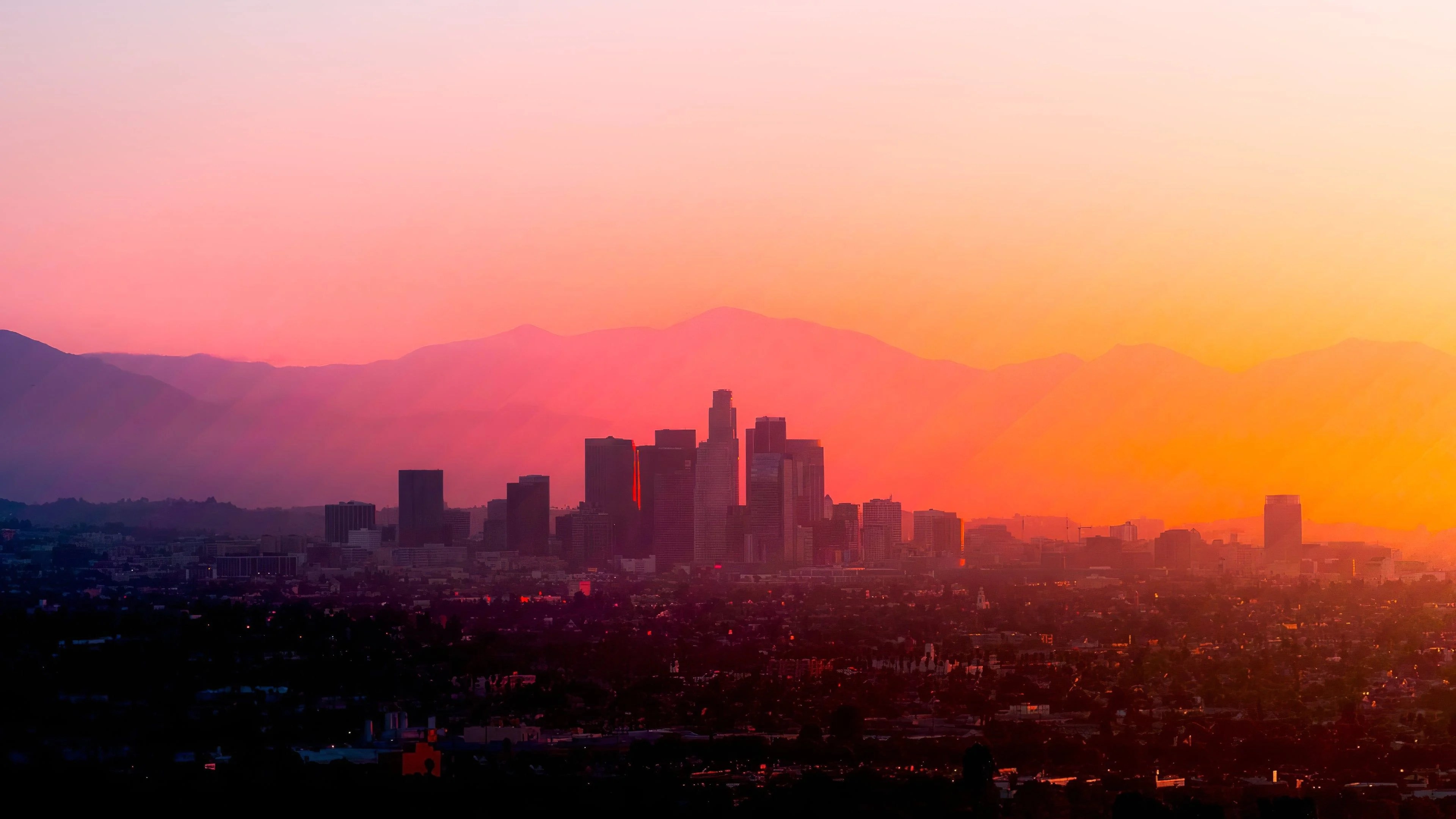 Los Angeles Skyline Sunset Wallpaper